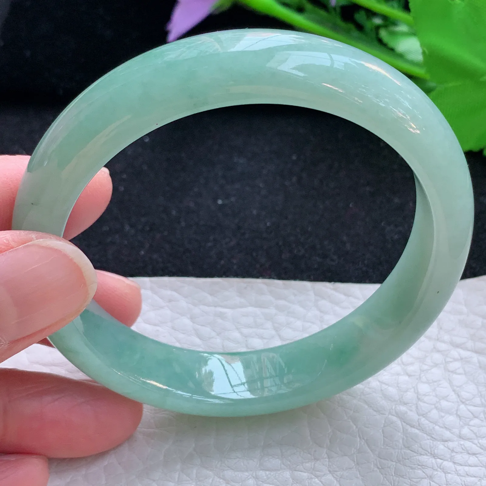 n自然光57*13*7.3平安镯 缅甸翡翠a货玉手镯双彩大气宽边玉手环