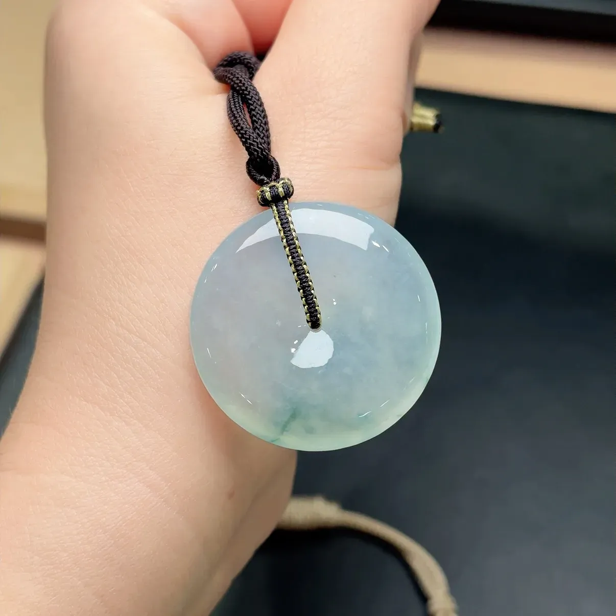 冰飘花平安扣吊坠 尺寸33.8-6.1