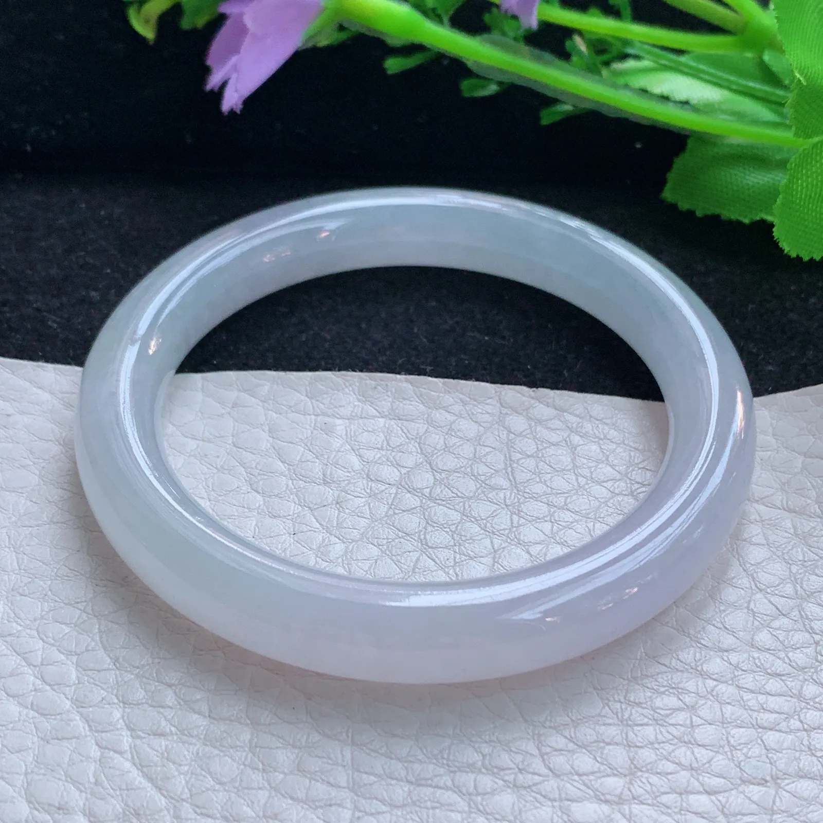 yh小圈口52*9*8.6叮当镯 翡翠a货玉手镯冰纯灵动圆条玉手环 美人镯