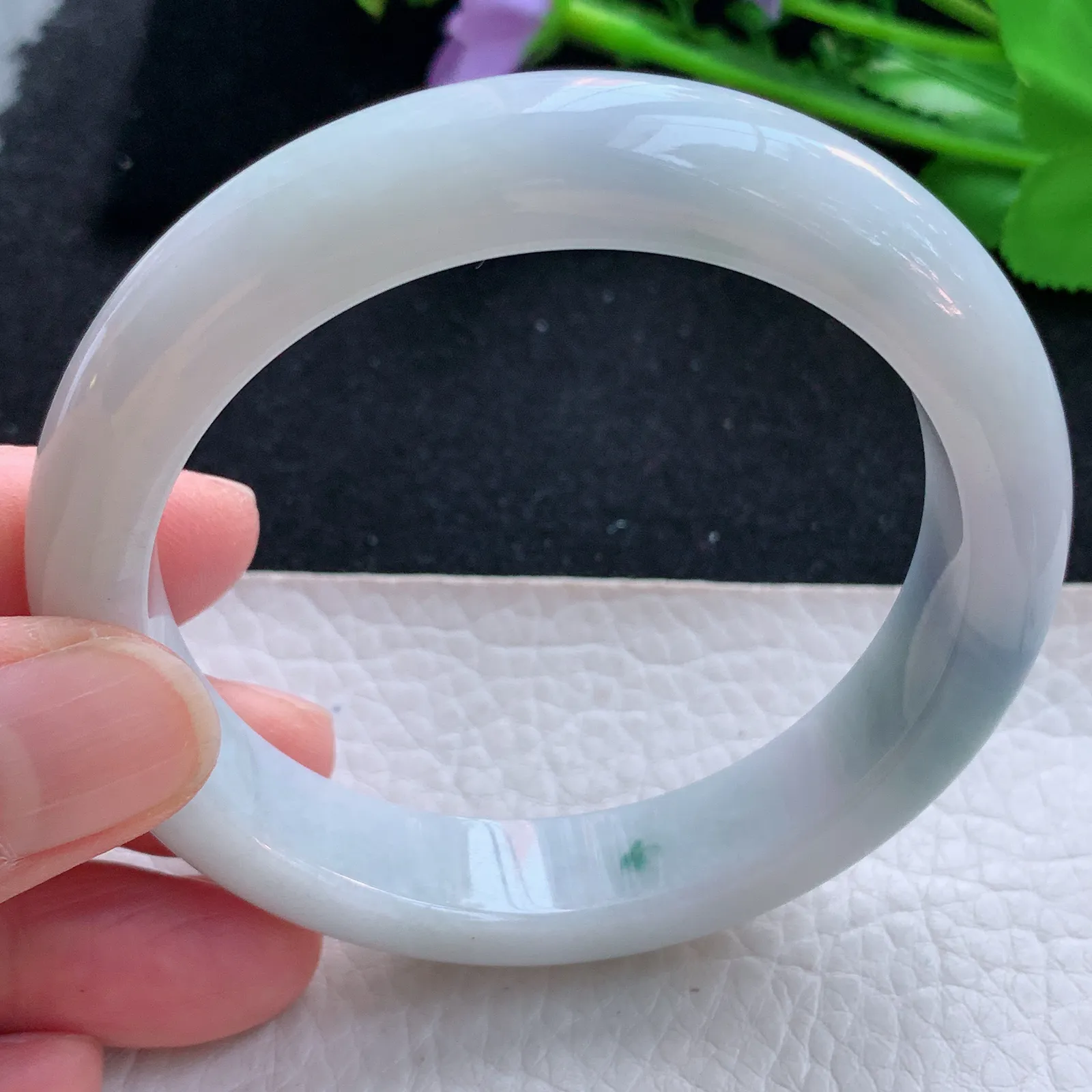 yw5自然光57*12.5*8.5平安镯 缅甸翡翠a货玉手镯高雅宽边玉手环