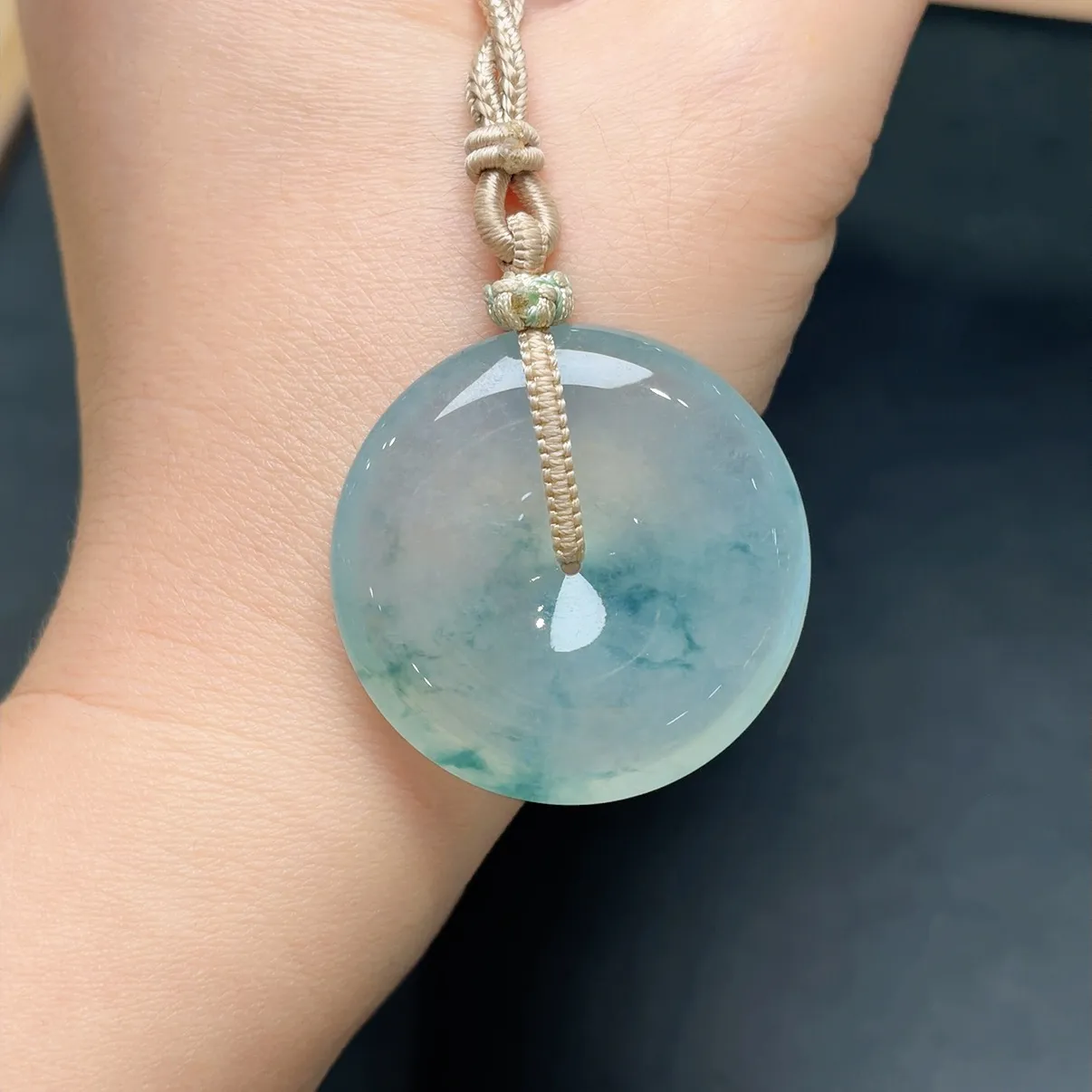 冰飘花平安扣吊坠 尺寸34.2-6.4