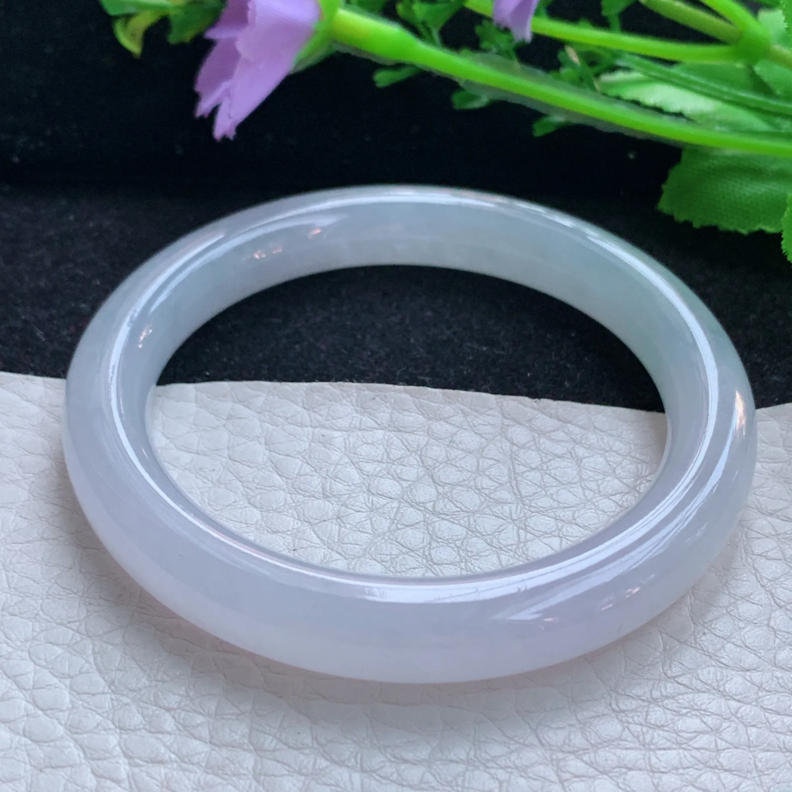 yh小圈口52*9*8.6叮当镯 翡翠a货玉手镯冰纯灵动圆条玉手环 美人镯