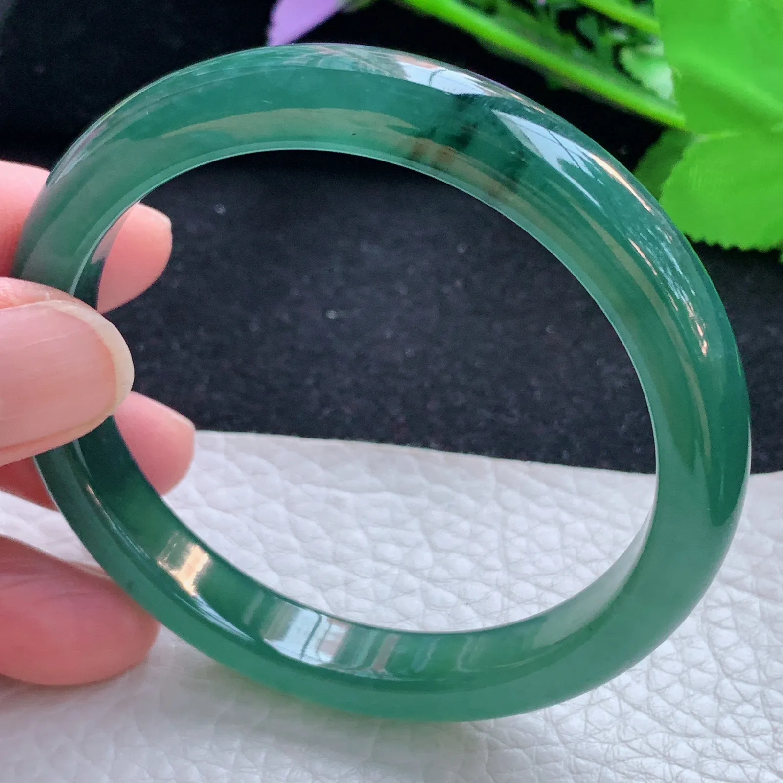 mq自然光56.5*10.8*7.2平安镯 翡翠a货玉手镯冰蓝秀气宽边玉手环