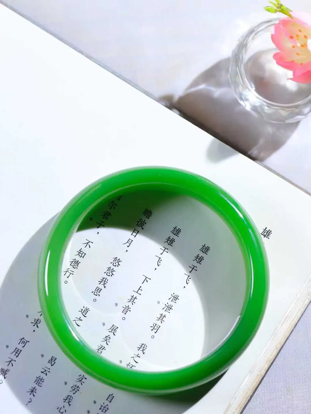 【碧色荡漾·手镯】

典藏级臻品和田玉碧玉手镯，玉质细腻温润，手感舒适，️线条流畅，简约大气，美自天成，佩戴于腕间，婉约之美，举手投足间透出那份低调奢华，醉人心扉。重65克  内径圈口65mm  尺寸13.7-8.2mm  FDA-661101633