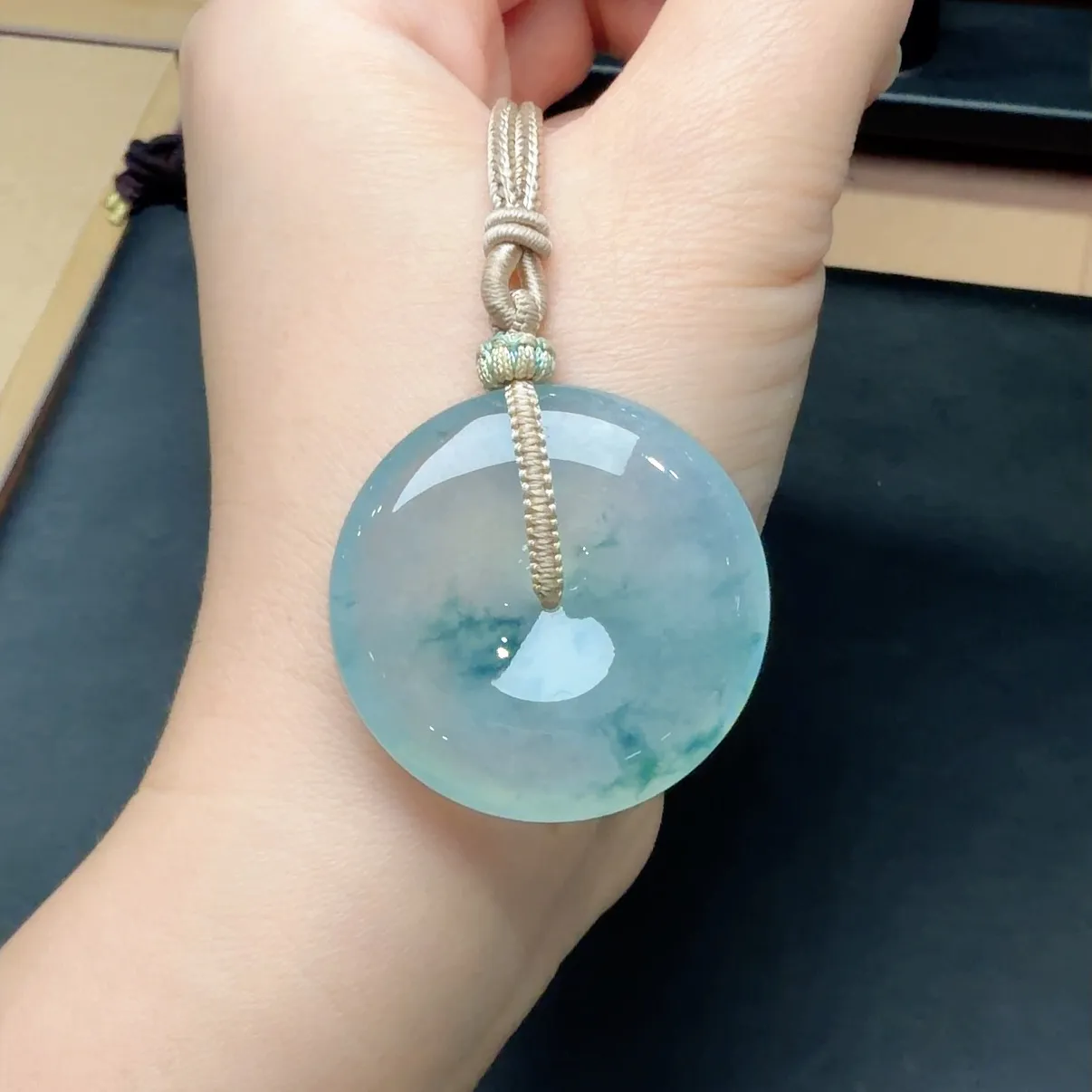 冰飘花平安扣吊坠 尺寸34.2-6.4