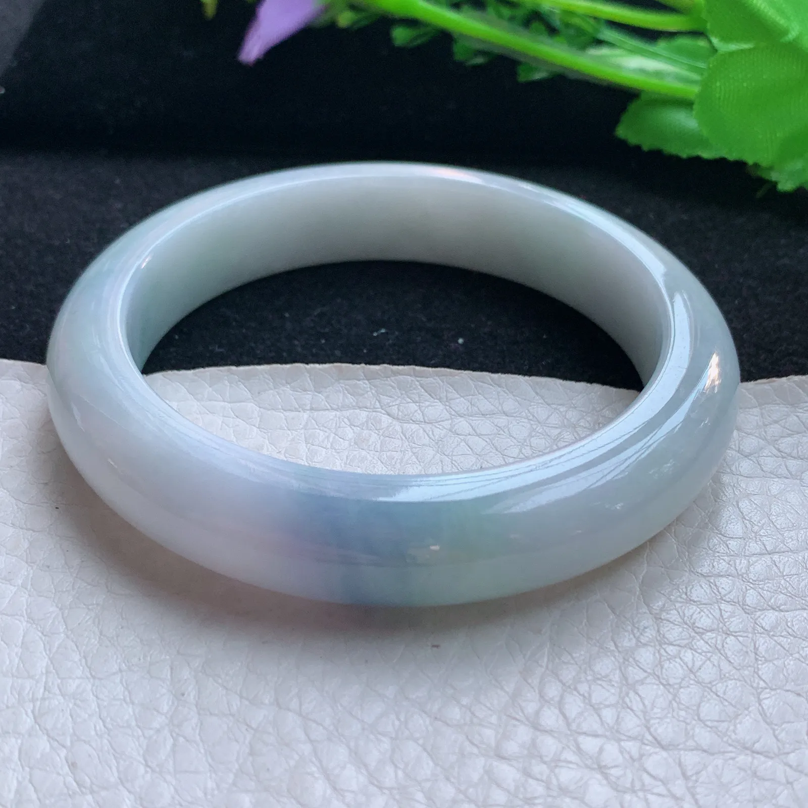 yw5自然光57*12.5*8.5平安镯 缅甸翡翠a货玉手镯高雅宽边玉手环