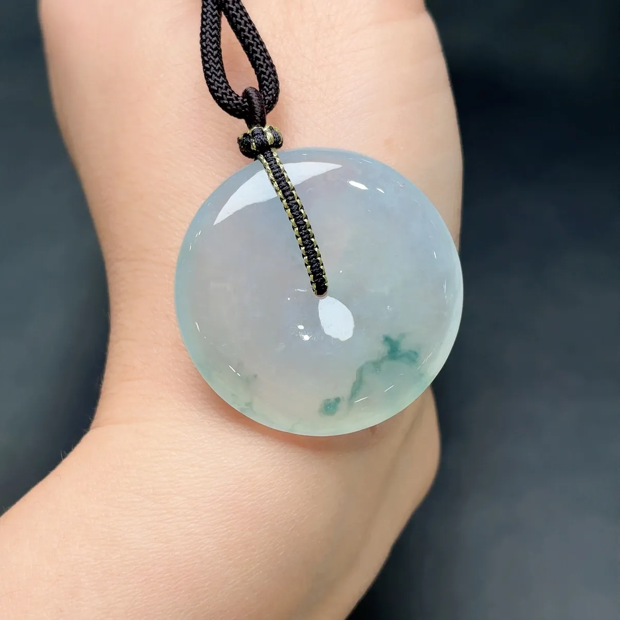 冰飘花平安扣吊坠 尺寸33.8-6.1