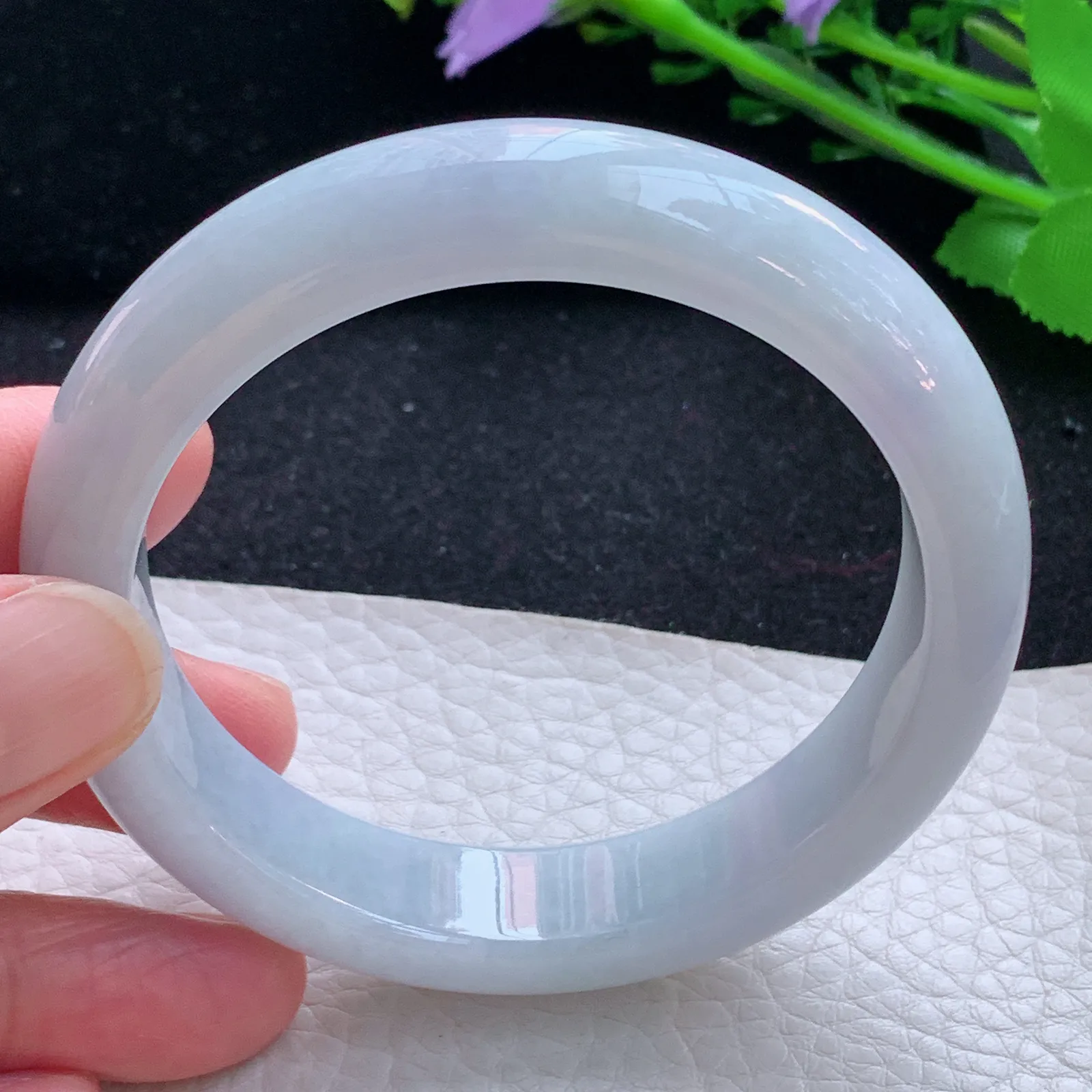 xx自然光57*13.5*8.5平安镯 缅甸翡翠a货玉手镯纯美宽边玉手环