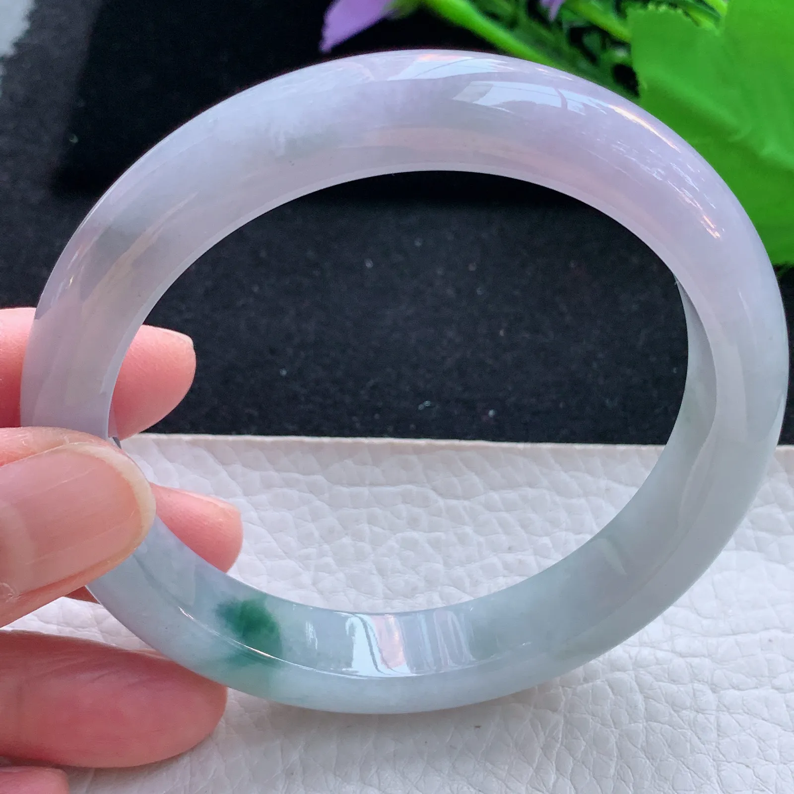 ll大圈口60.5*12*9平安镯 缅甸翡翠a货玉手镯飘花大气宽边玉手环