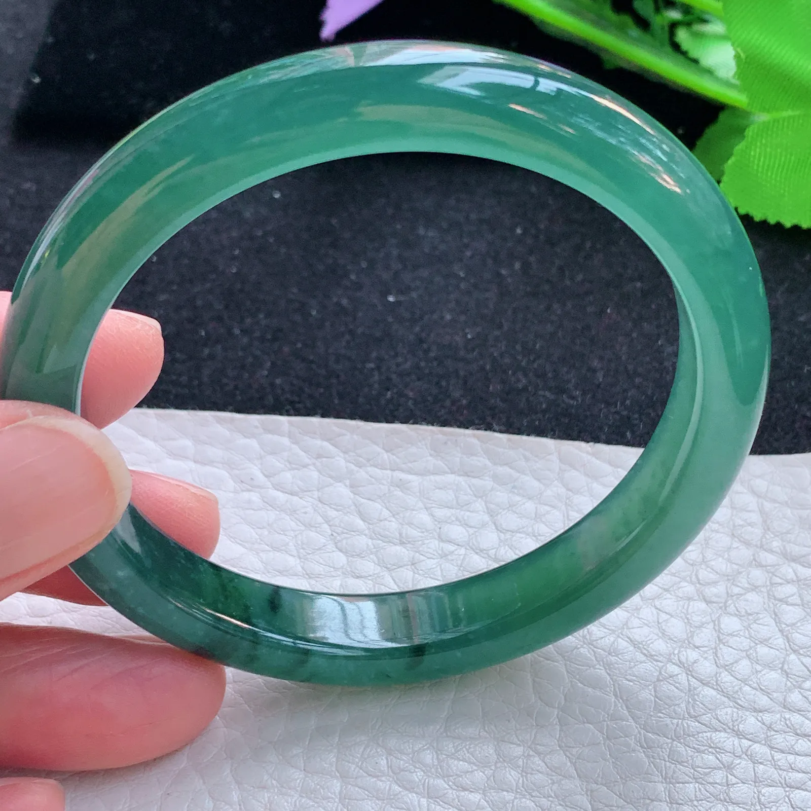 mq自然光56.5*10.8*7.2平安镯 翡翠a货玉手镯冰蓝秀气宽边玉手环