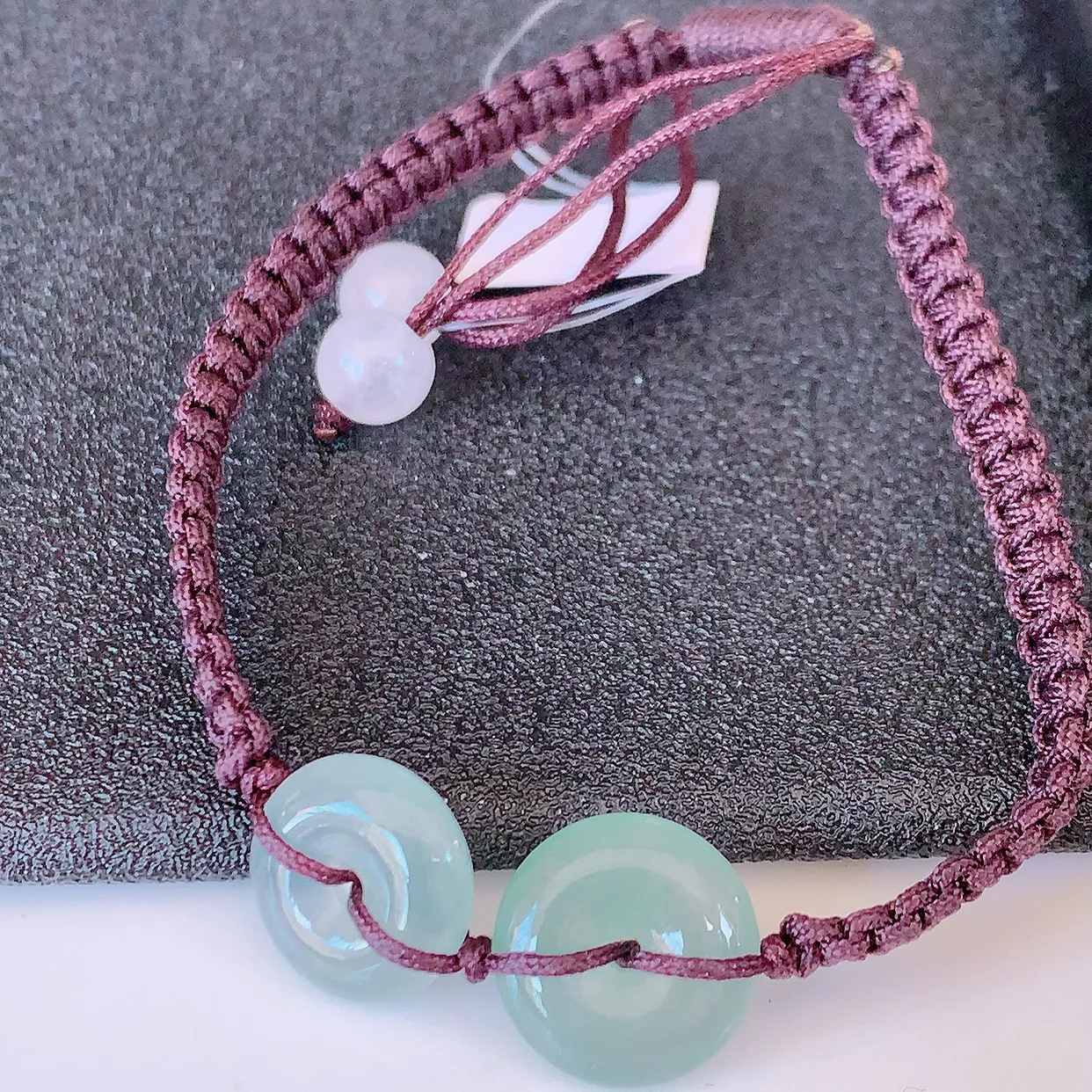 自然光实拍，冰种翡翠平安扣手串手链，种老水足，冰清玉润 颜色漂亮  #49.20取一尺寸12*3.9