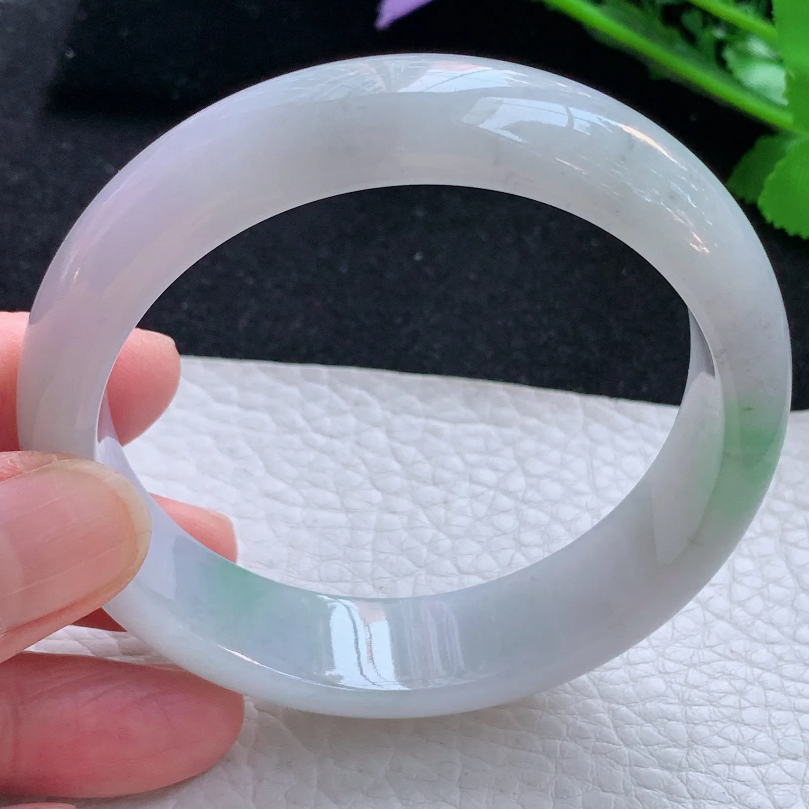 zjf自然光57.8*15*8轮胎镯 缅甸翡翠a货玉手镯春带彩宽边玉手环