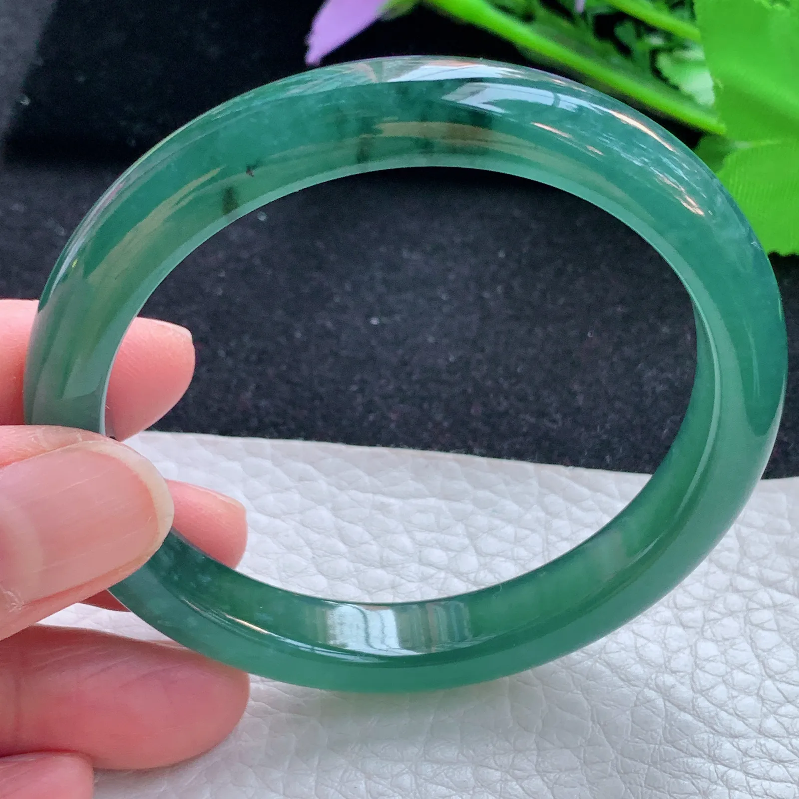 mq自然光56.5*10.8*7.2平安镯 翡翠a货玉手镯冰蓝秀气宽边玉手环