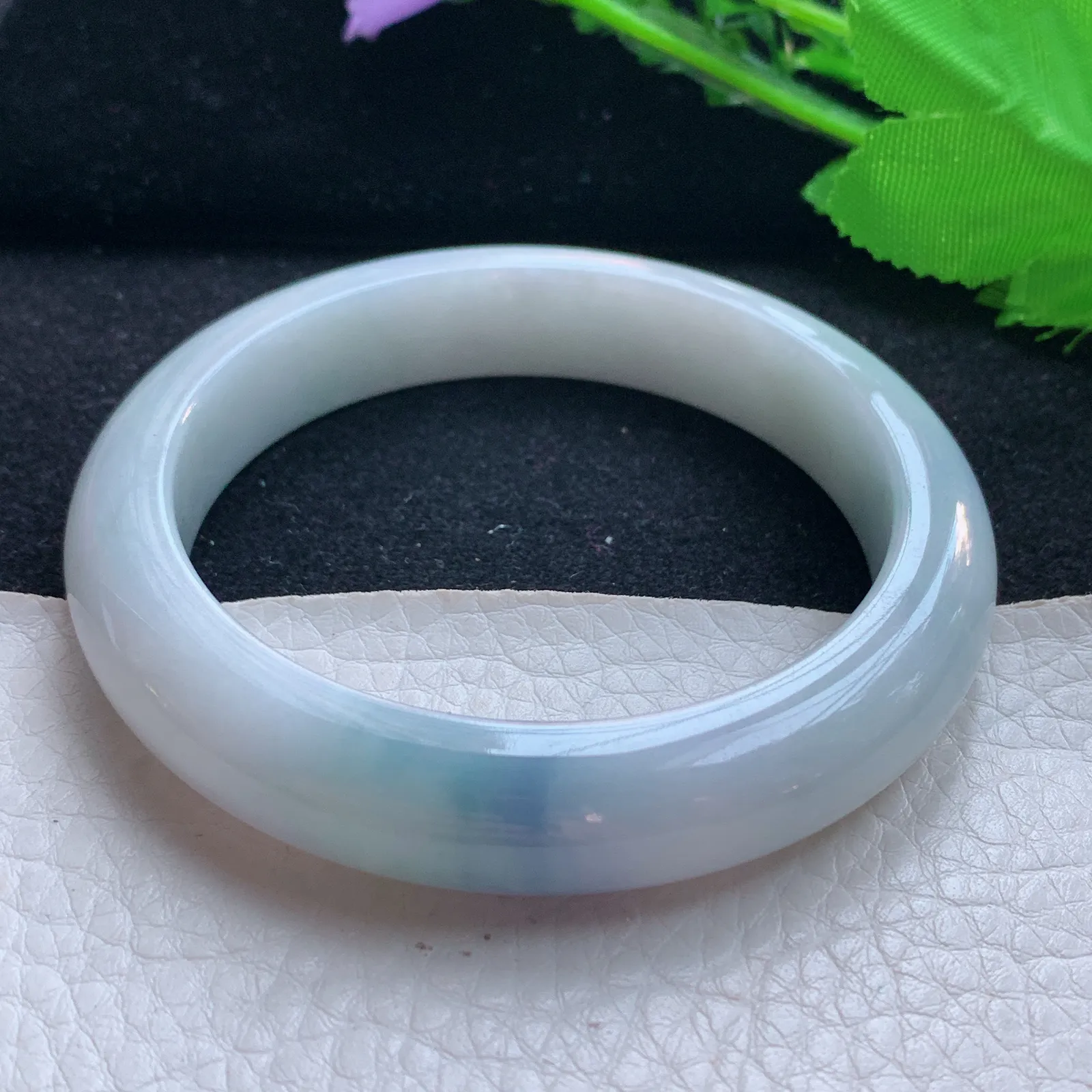 yw5自然光57*12.5*8.5平安镯 缅甸翡翠a货玉手镯高雅宽边玉手环