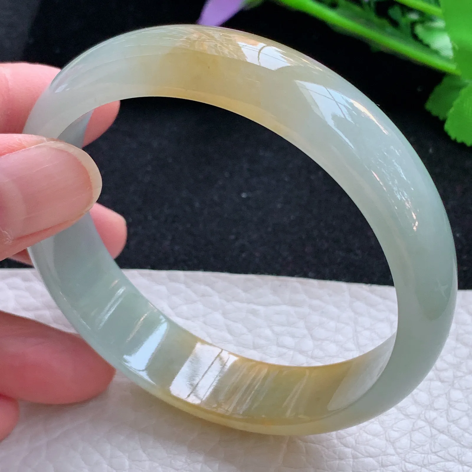 mq大圈口30*15*6.3轮胎镯 缅甸翡翠a货玉手镯冰双彩宽边玉手环
