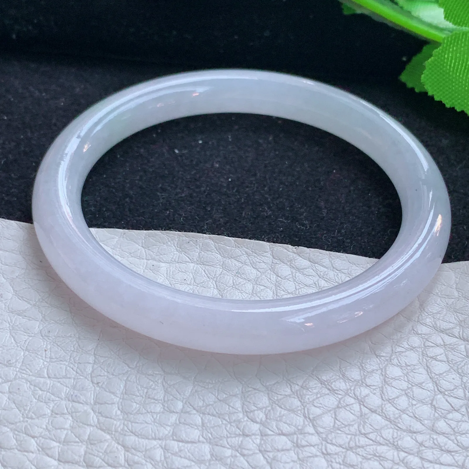 n小圈口53*7.6*7.3叮光镯 缅甸翡翠a货玉手镯白月光圆条玉手环 美人镯