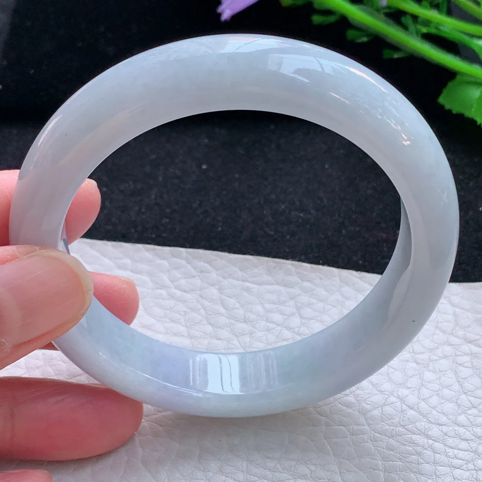 xx自然光57*13.5*8.5平安镯 缅甸翡翠a货玉手镯纯美宽边玉手环