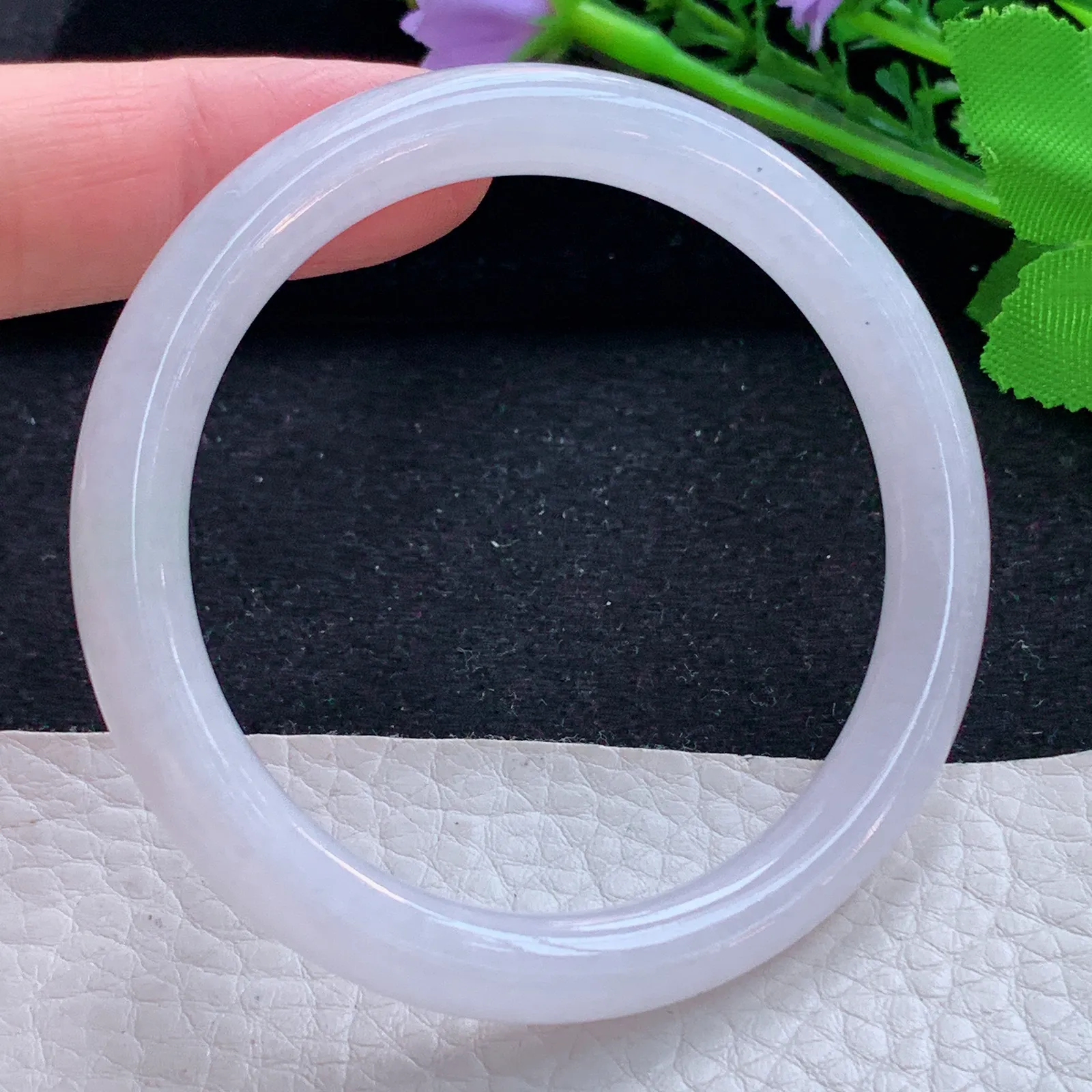 n小圈口53*7.6*7.3叮光镯 缅甸翡翠a货玉手镯白月光圆条玉手环 美人镯