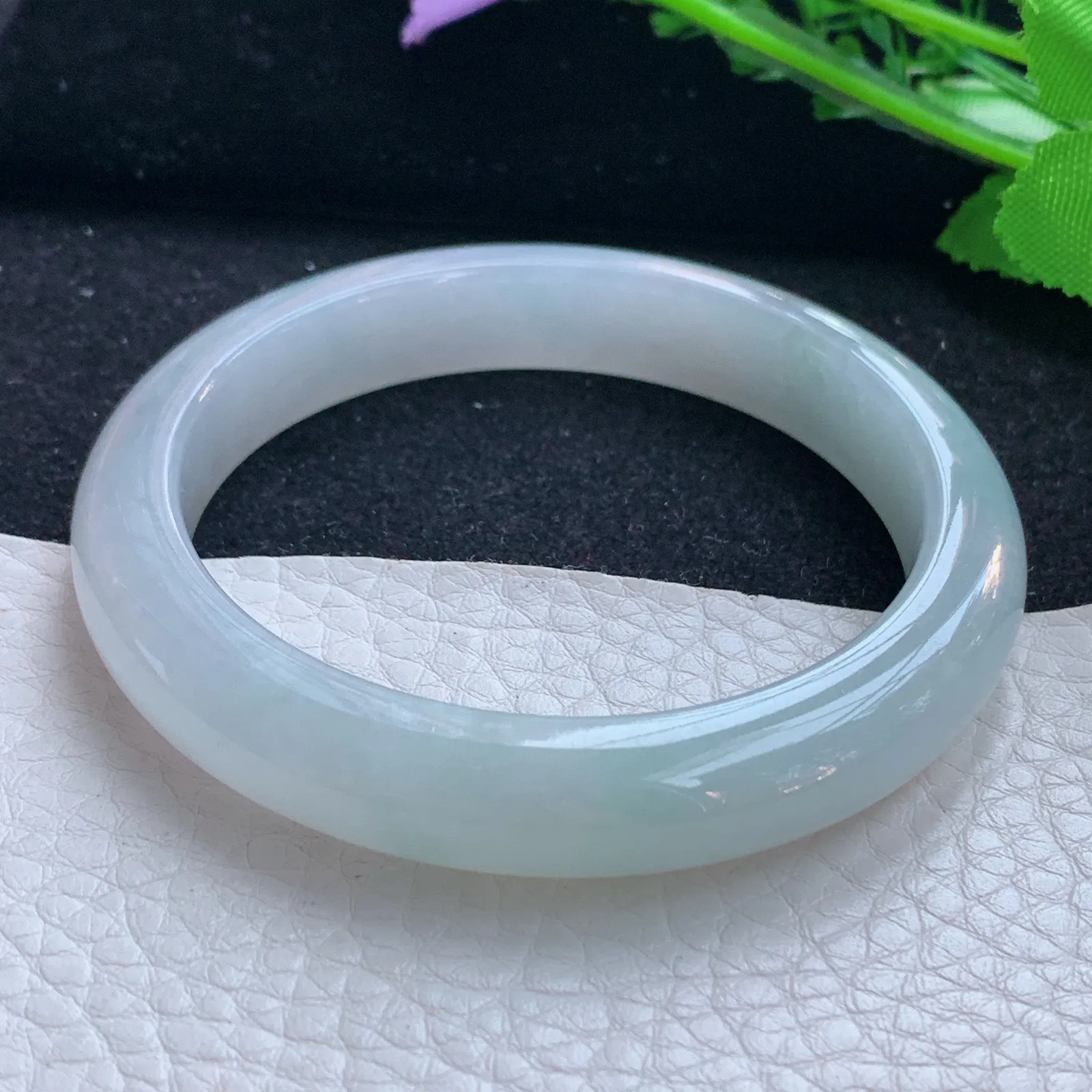 n自然光55*10.5*8平安镯 缅甸翡翠a货玉手镯冰纯清爽宽边玉手环