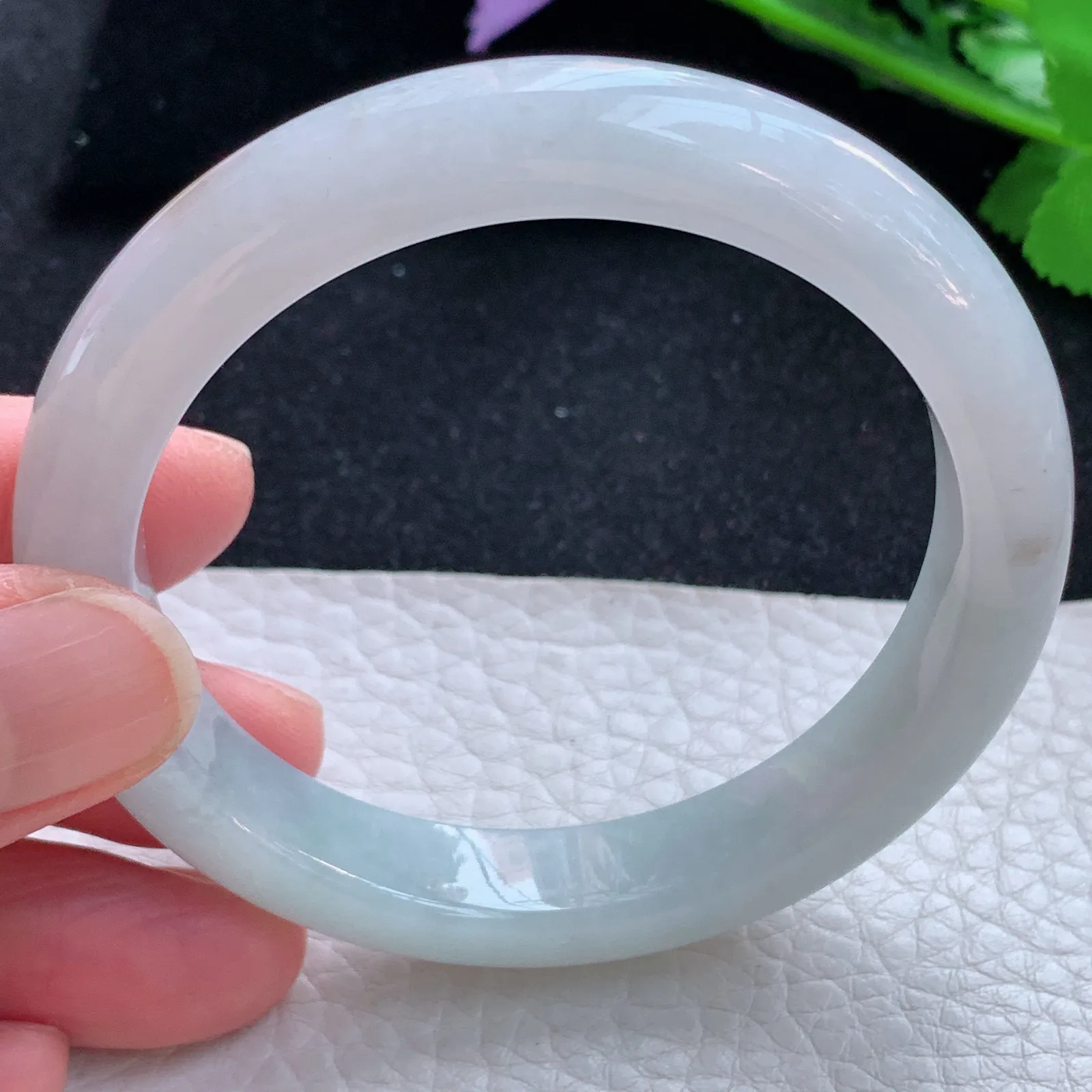 n自然光55*10.5*8平安镯 缅甸翡翠a货玉手镯冰纯清爽宽边玉手环