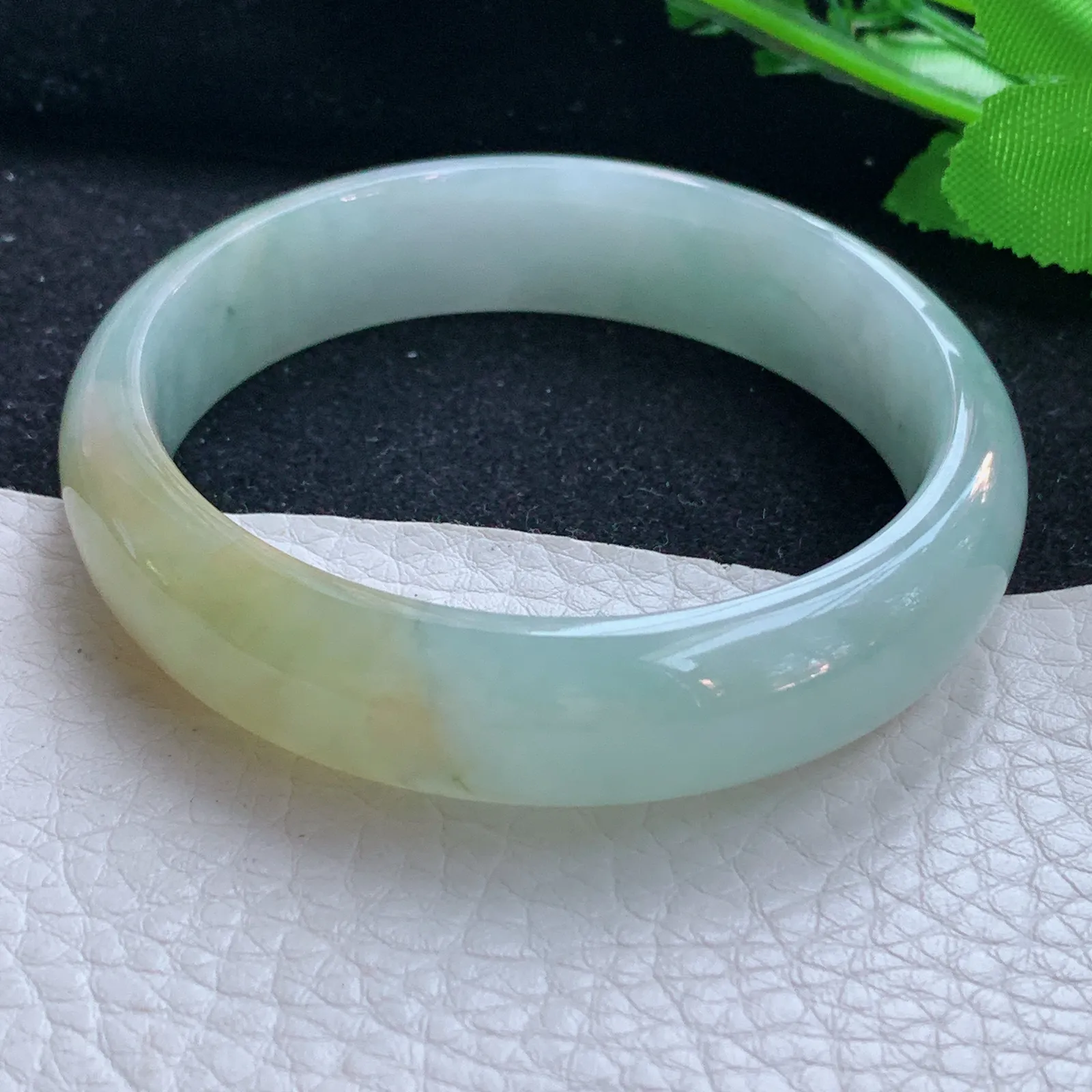 mq自然光55.5*14.5*7.3招财镯 缅甸翡翠a货玉手镯冰双彩宽边玉手环