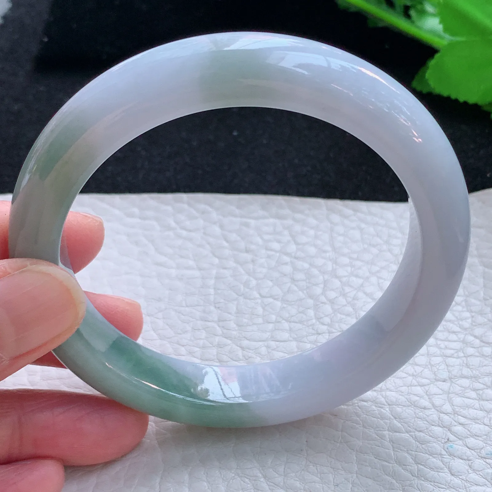 z大圈口60*12*9平安镯 缅甸翡翠a货玉手镯双彩宽边玉手环 平安镯