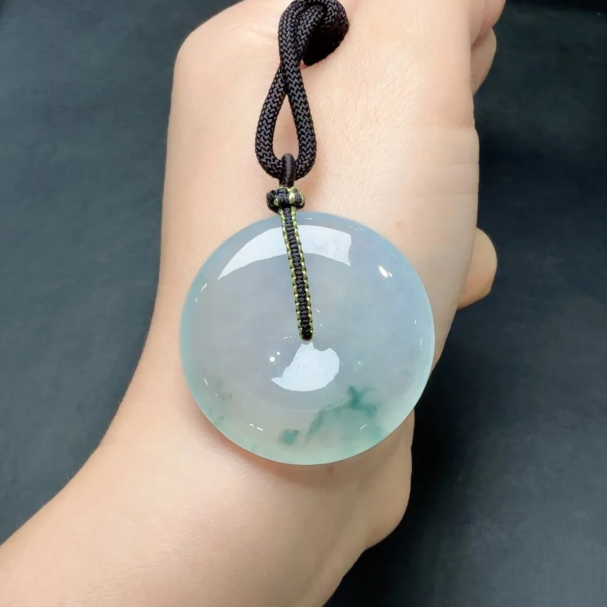 冰飘花平安扣吊坠 尺寸33.8-6.1