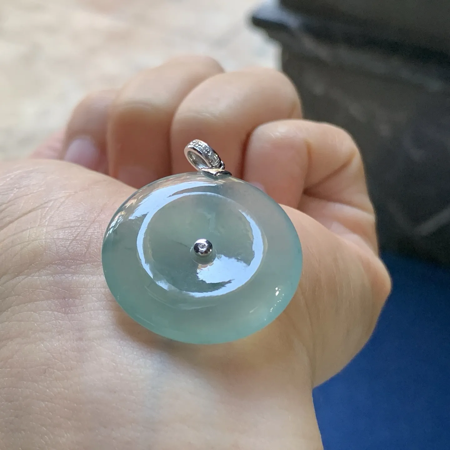 冰蓝花平安扣 平安顺遂～