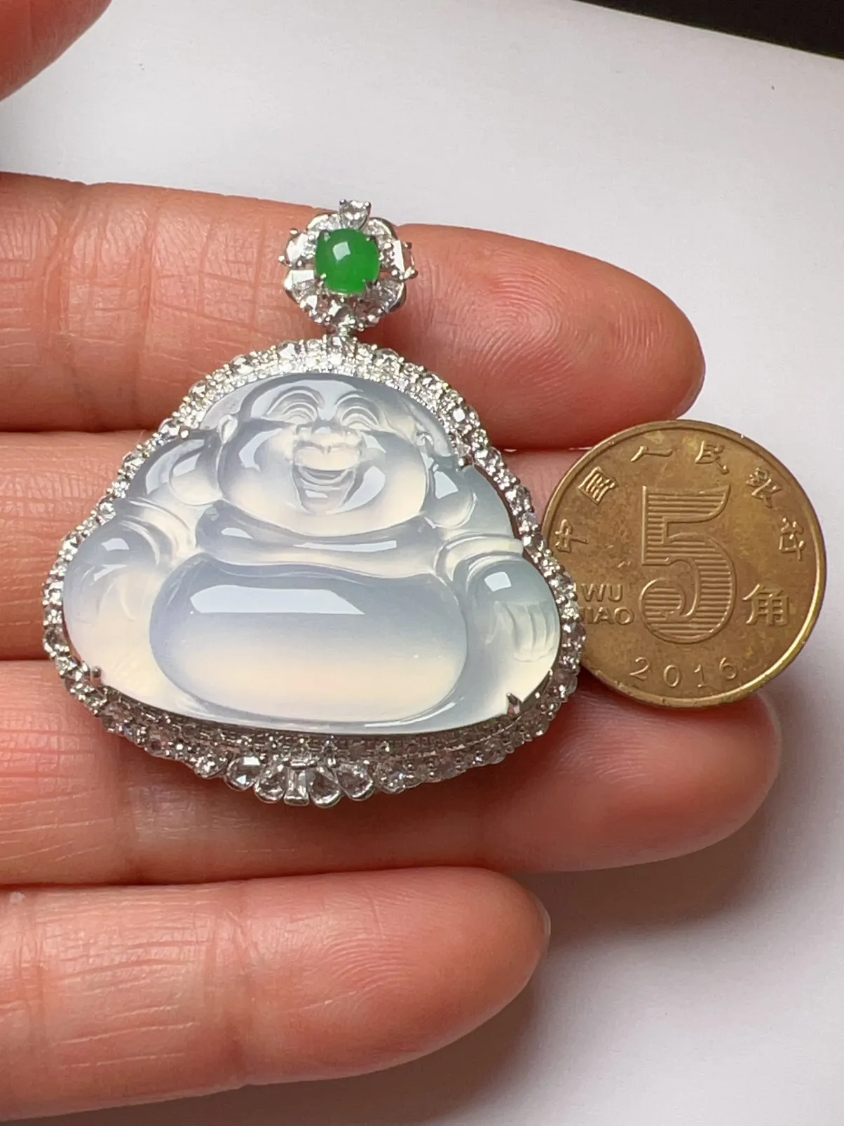 冰种大肚佛整体尺寸40.5*35.7*13.1  裸石尺寸31.1*23*5