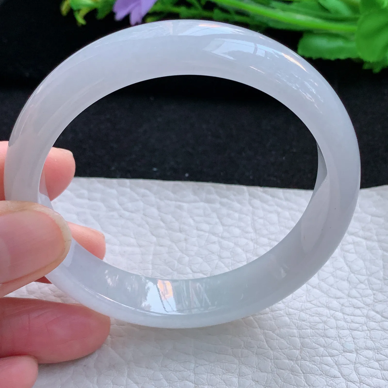 xx自然光58*13.5*7.5平安镯 缅甸翡翠a货玉手镯冰纯宽边玉手环