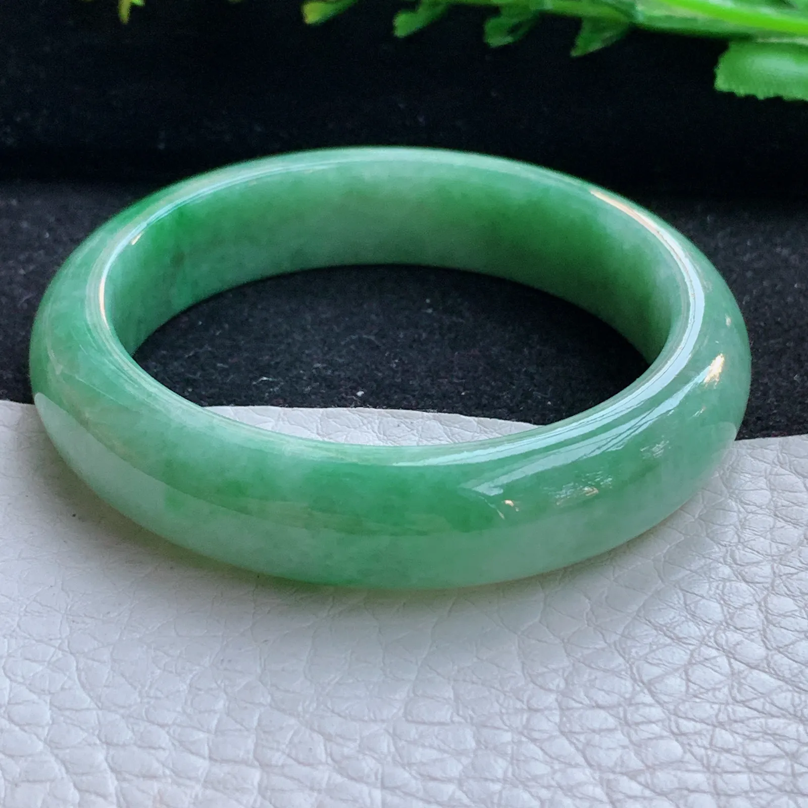 xx小圈口51*12.6*7.6平安镯 缅甸翡翠a货玉手镯满绿宽边玉手环