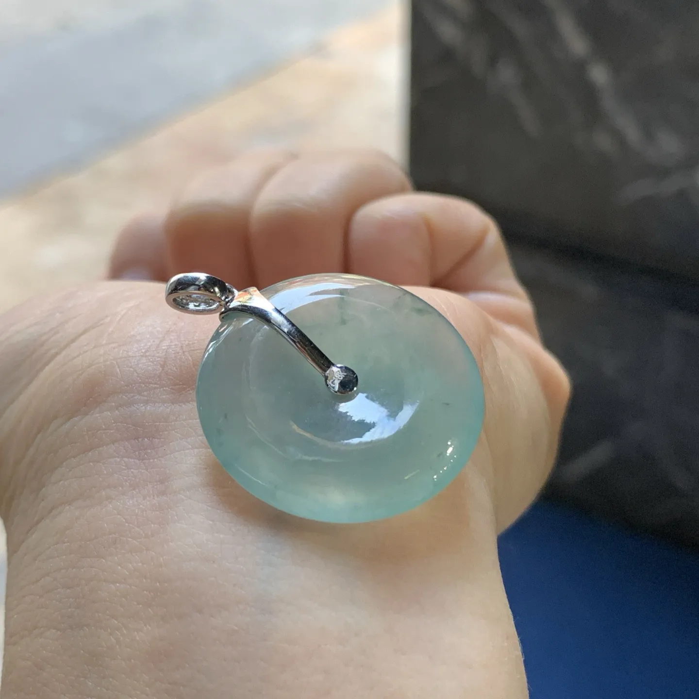 冰蓝花平安扣 平安顺遂～