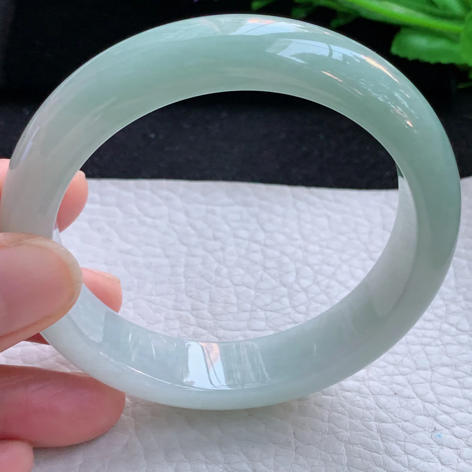 js自然光5 8*14*8.5平安镯 缅甸翡翠a货玉手镯半山水清新宽边玉手环