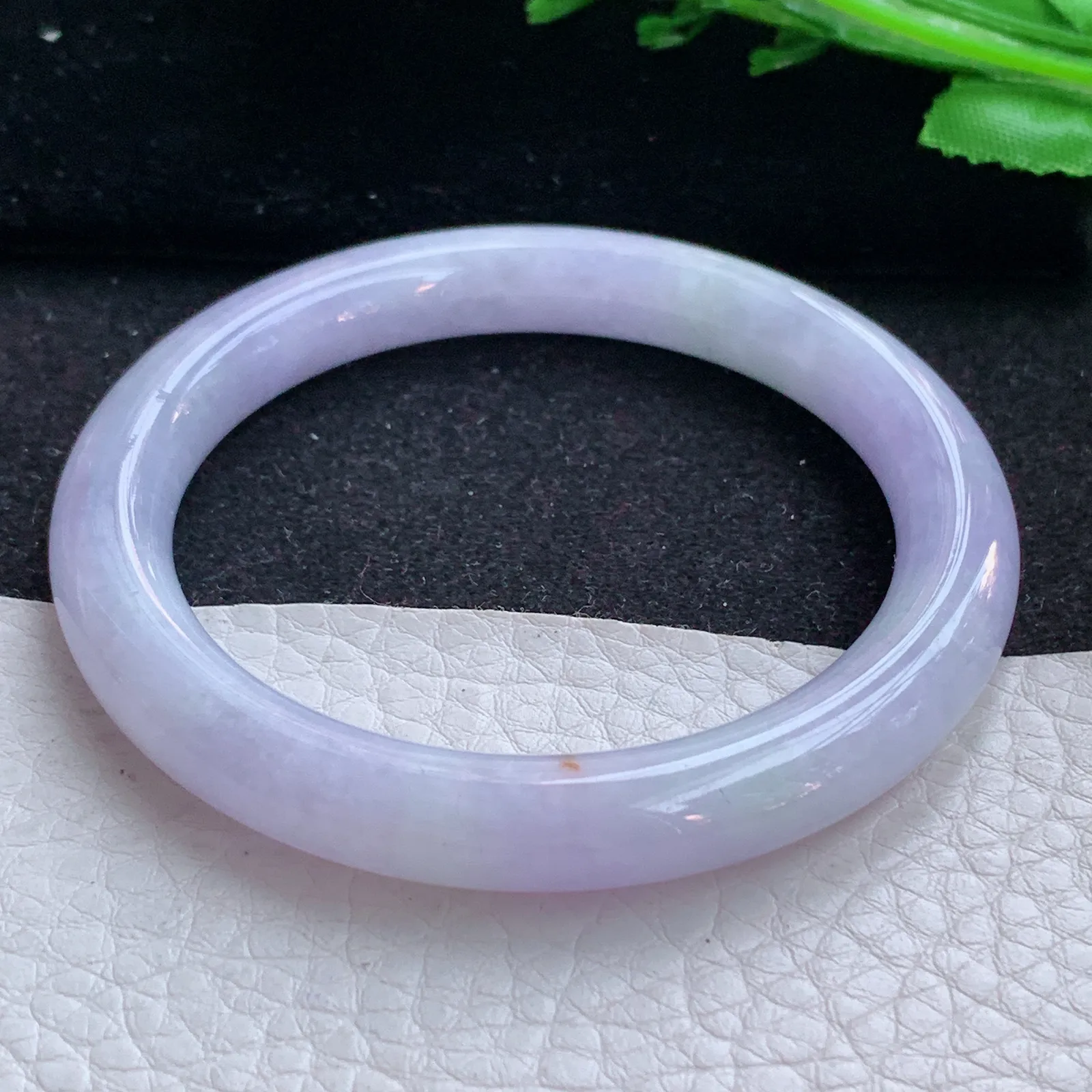 faa自然光53*8.8*8.6叮当镯 缅甸翡翠a货玉手镯紫罗兰圆条玉手环 美人镯