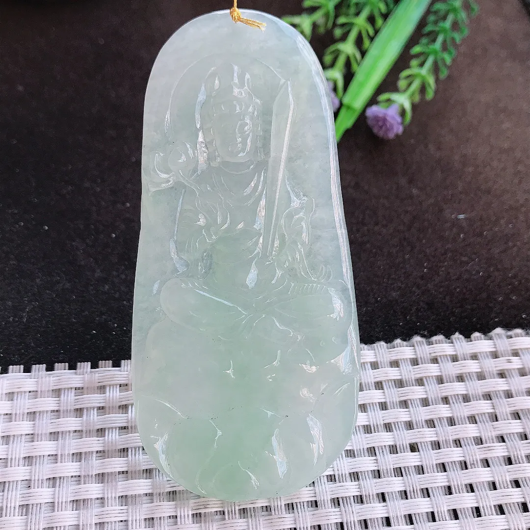 天然a货翡翠83/39.6/5.8老坑冰胶冰晴虚空藏吊坠翡翠玉挂件