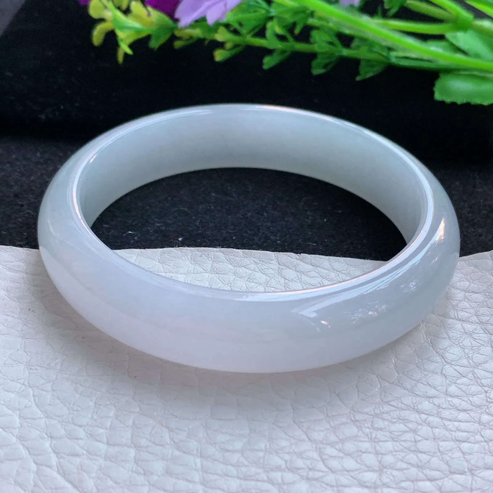 xx自然光58*13.5*7.5平安镯 缅甸翡翠a货玉手镯冰纯宽边玉手环