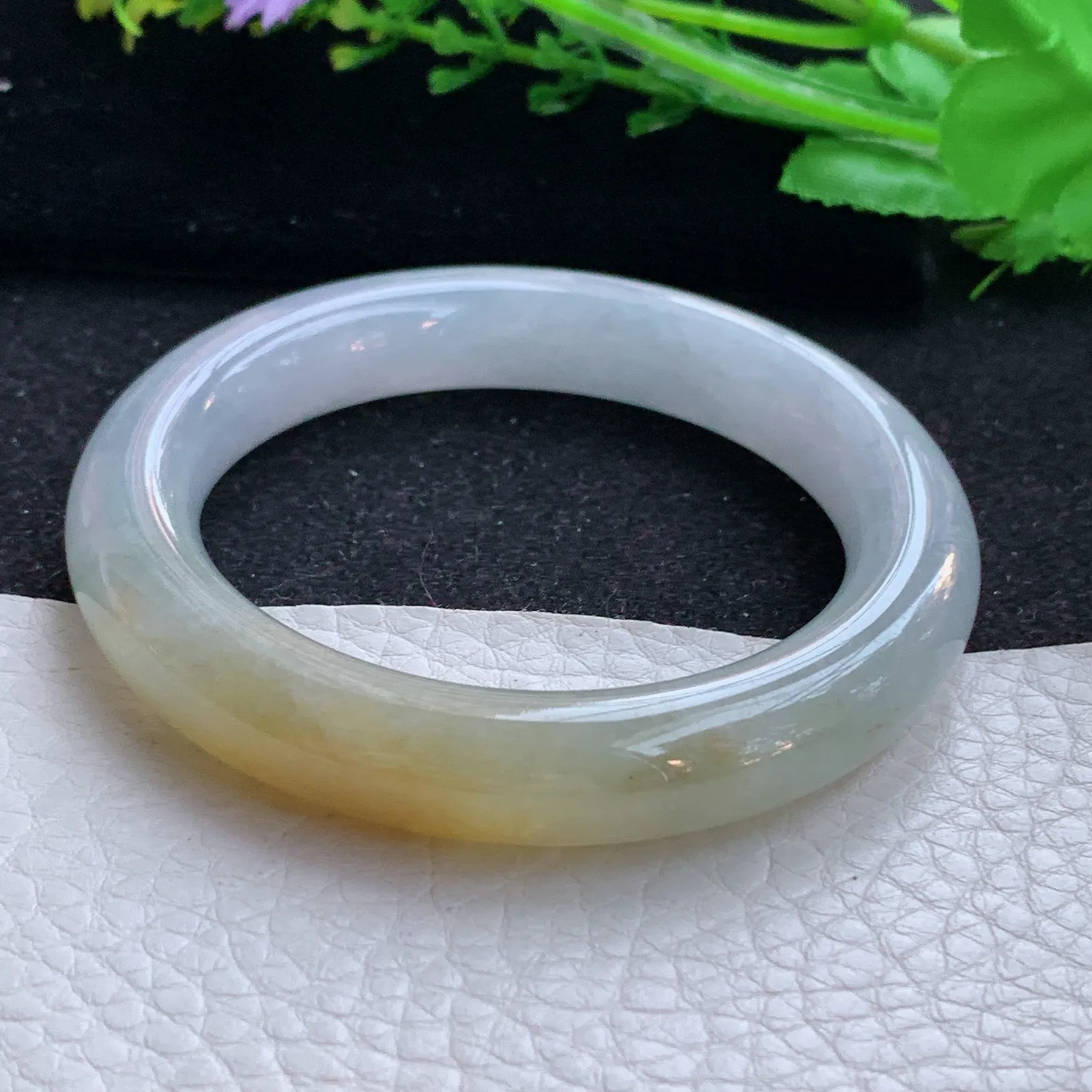 ss小圈口51.5*10.8*10.2美人镯 缅甸翡翠a货玉手镯冰双彩圆条玉手环