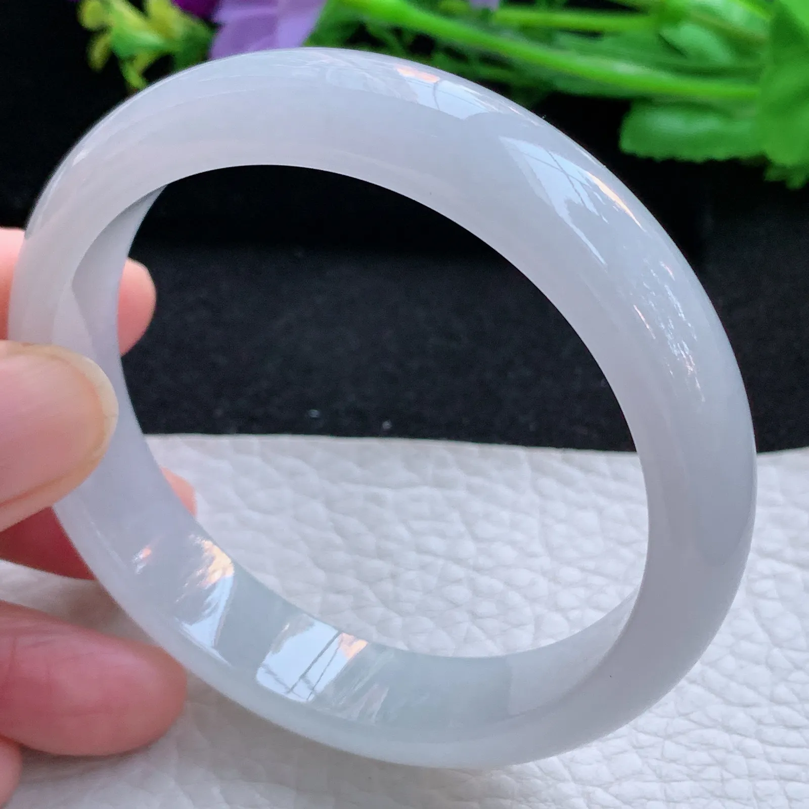 xx自然光58*13.5*7.5平安镯 缅甸翡翠a货玉手镯冰纯宽边玉手环