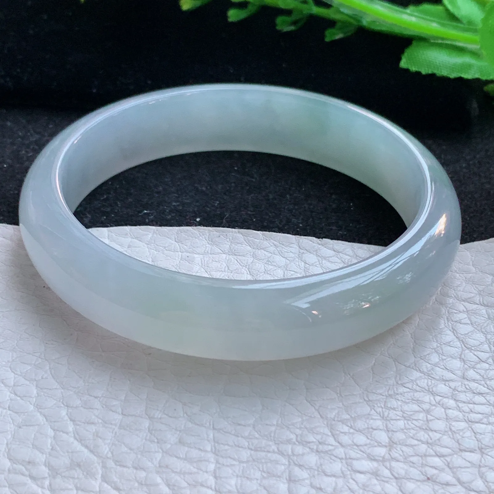 xc自然光58.6*13.6*7.3平安镯 缅甸翡翠a货玉手镯冰透宽边玉手环