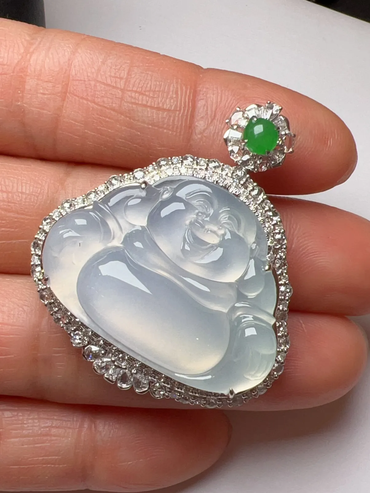 冰种大肚佛整体尺寸40.5*35.7*13.1  裸石尺寸31.1*23*5