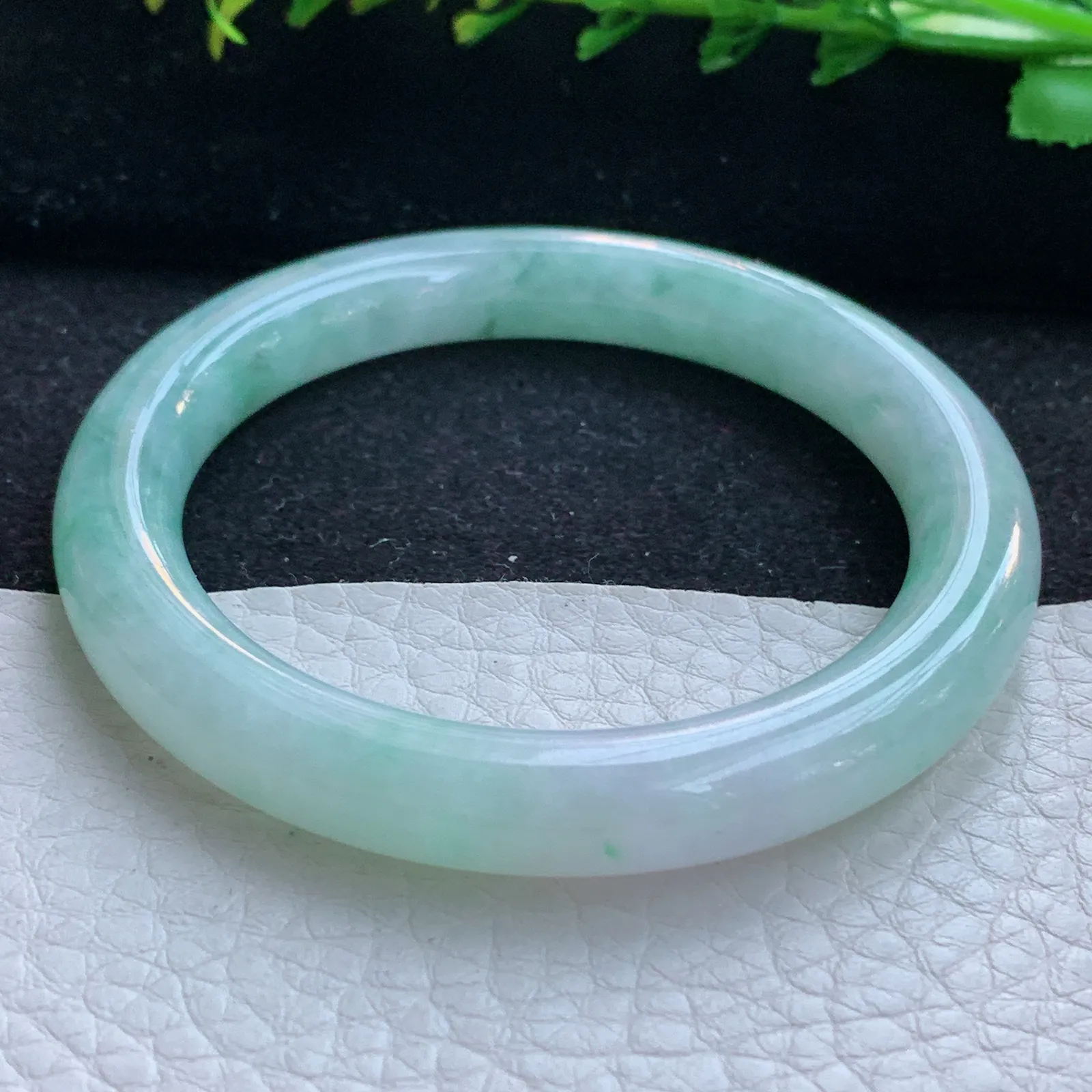 n小圈口52*8.5*8.8叮当镯 缅甸翡翠a货玉手镯飘花圆条玉手环 美人镯