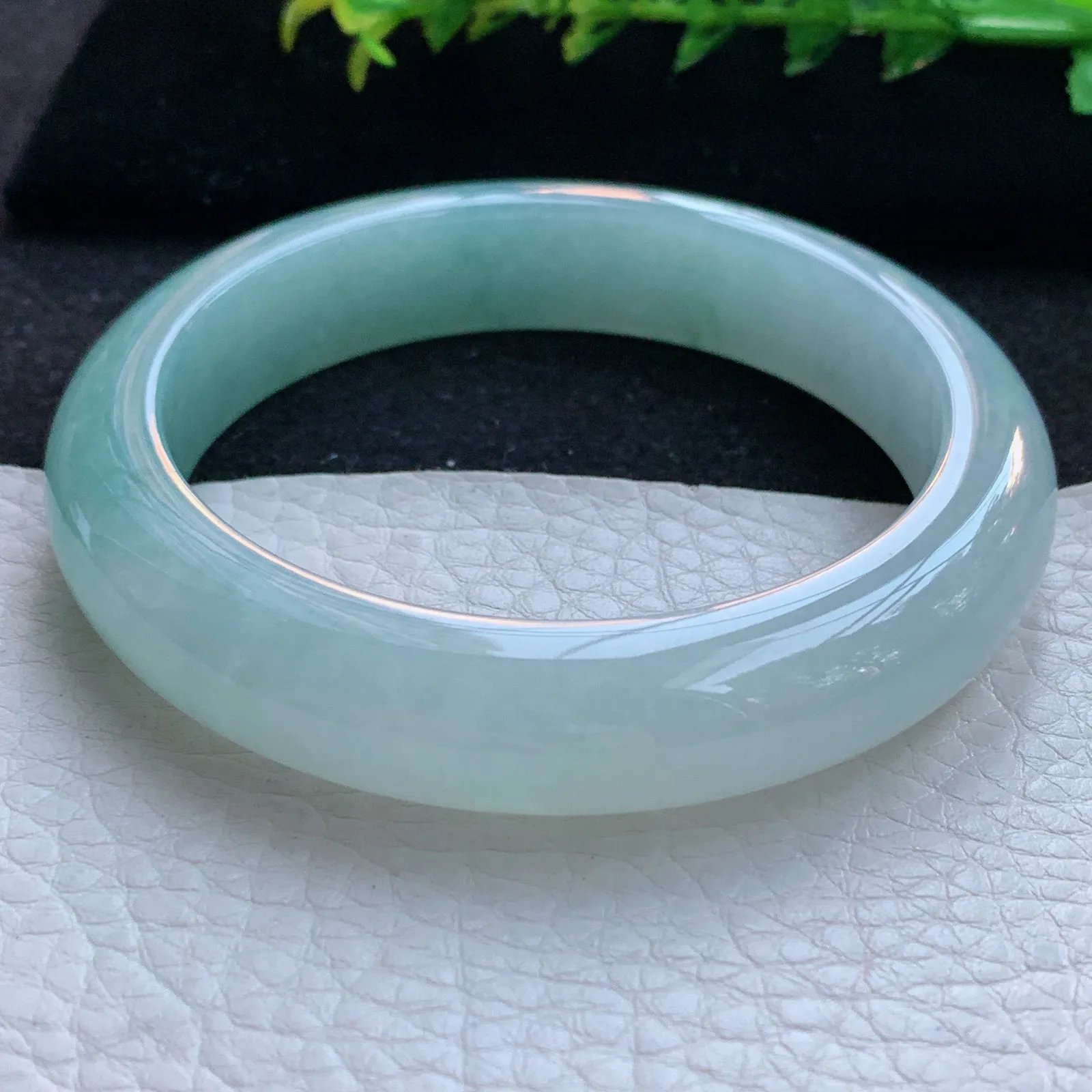 r自然光57*12.5*8.8平安镯 缅甸翡翠a货玉手镯冰胶清新宽边玉手环 美人镯