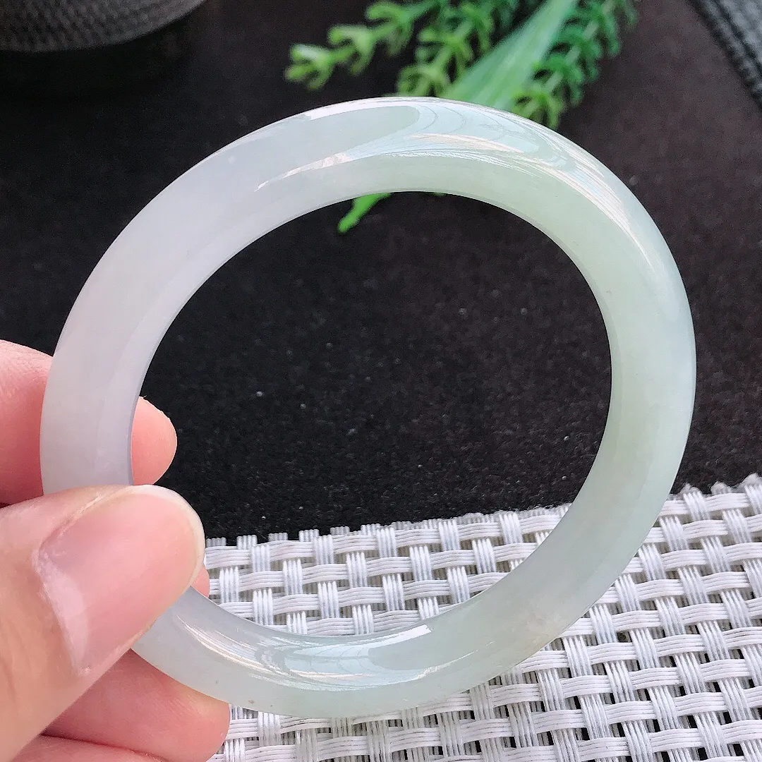 天然a货翡翠53/9老坑冰胶水灵冰晴圆条手镯玉手镯