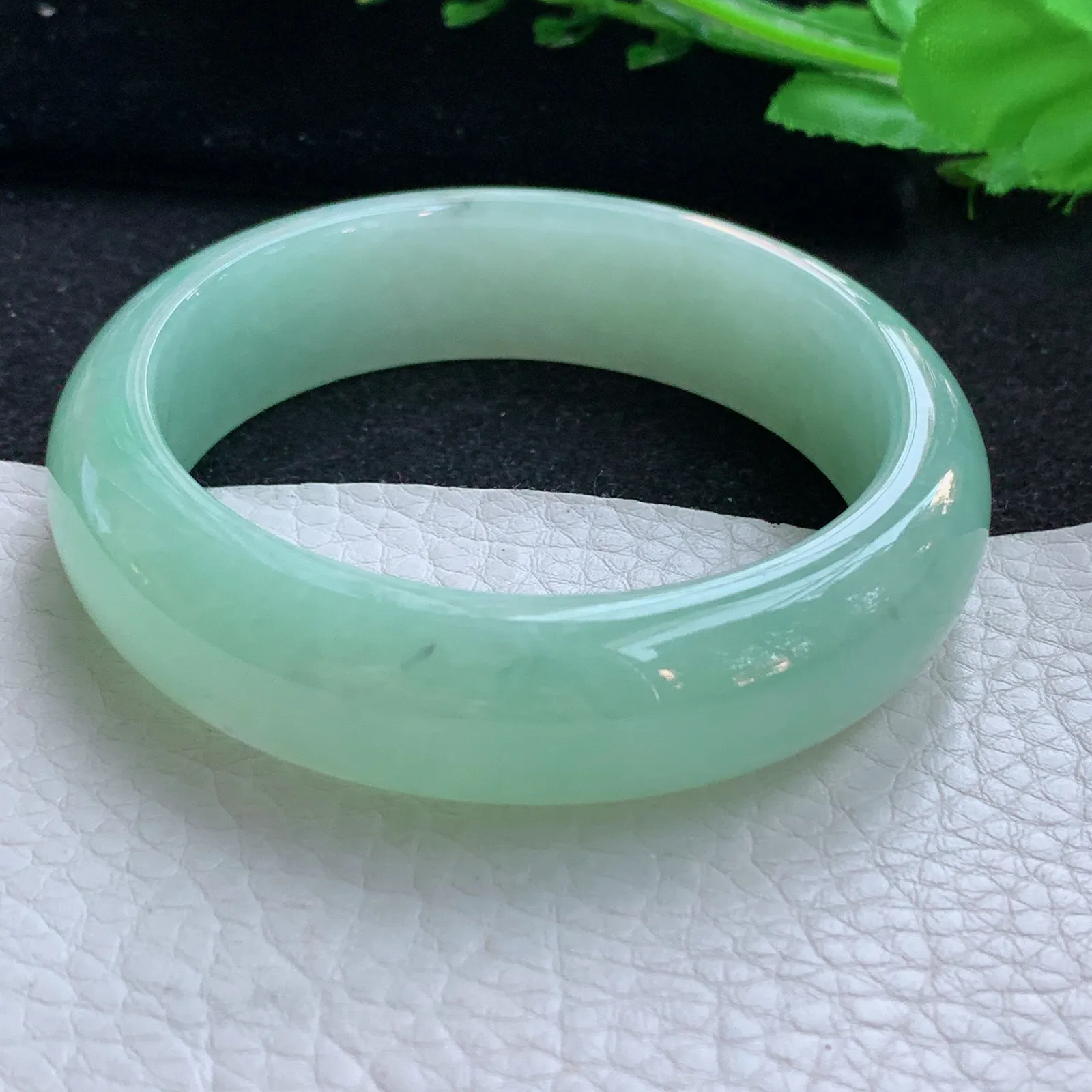 ss自然光56.5*16.3*8.5轮胎镯 缅甸翡翠a货玉手镯冰绿厚装宽边玉手环 美人镯