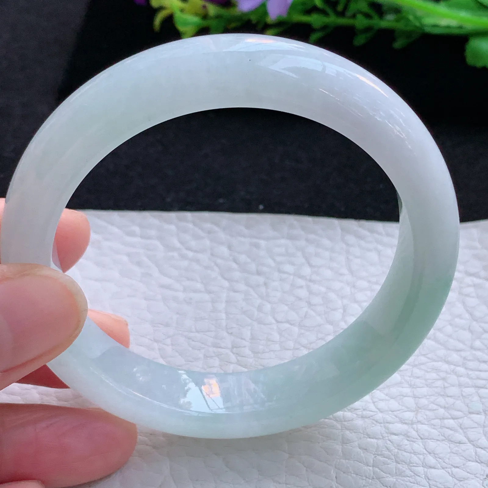 ay自然光56.5*12.8*8.5平安镯 缅甸翡翠a货玉手镯清新宽边玉手环