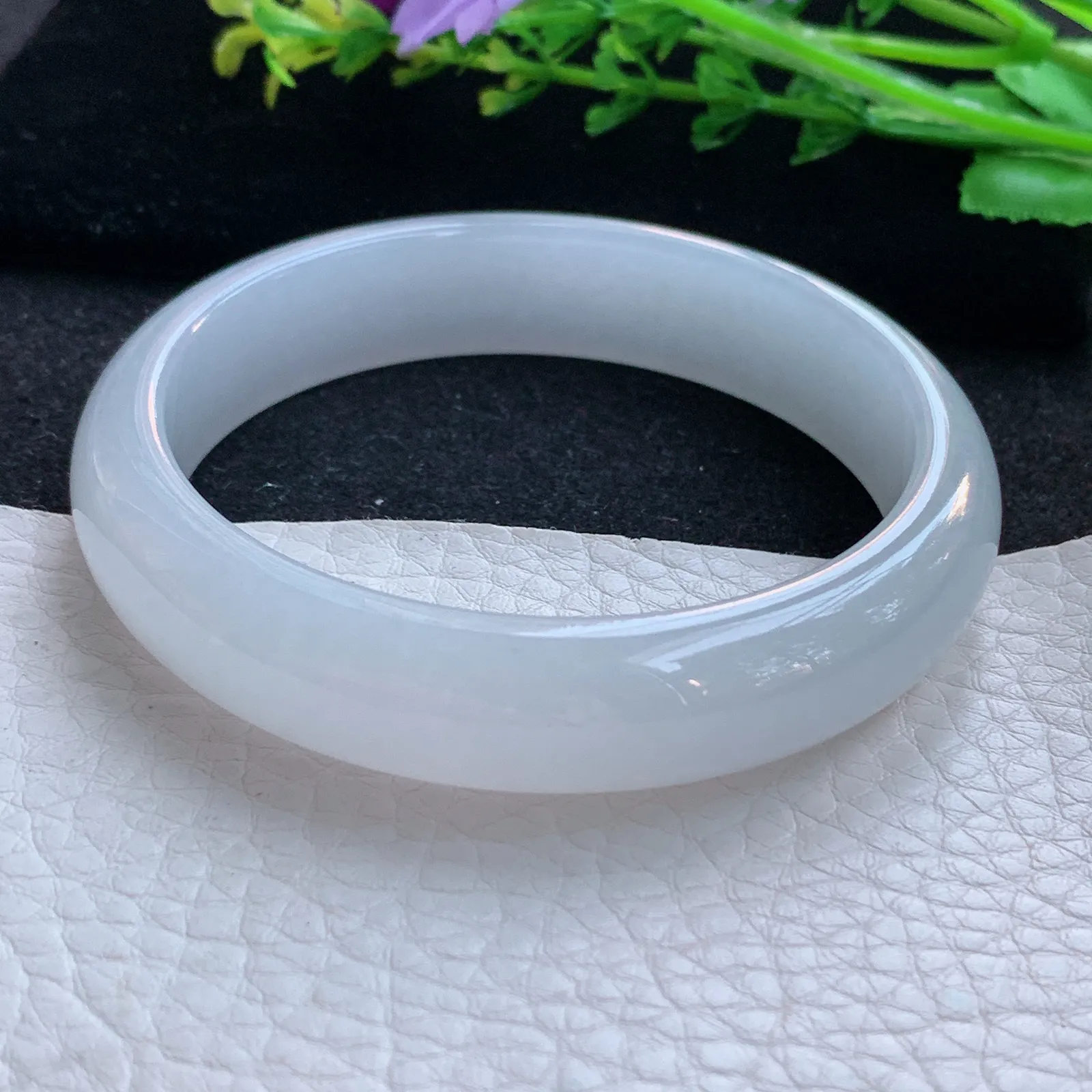 xx自然光58*13.5*7.5平安镯 缅甸翡翠a货玉手镯冰纯宽边玉手环