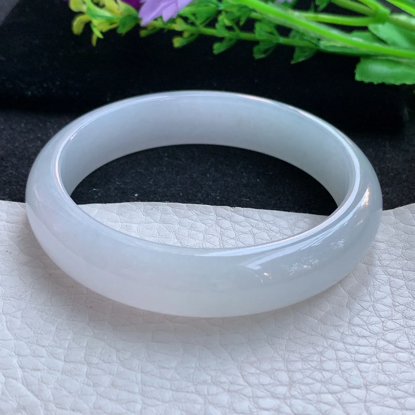 xx自然光58*13.5*7.5平安镯 缅甸翡翠a货玉手镯冰纯宽边玉手环