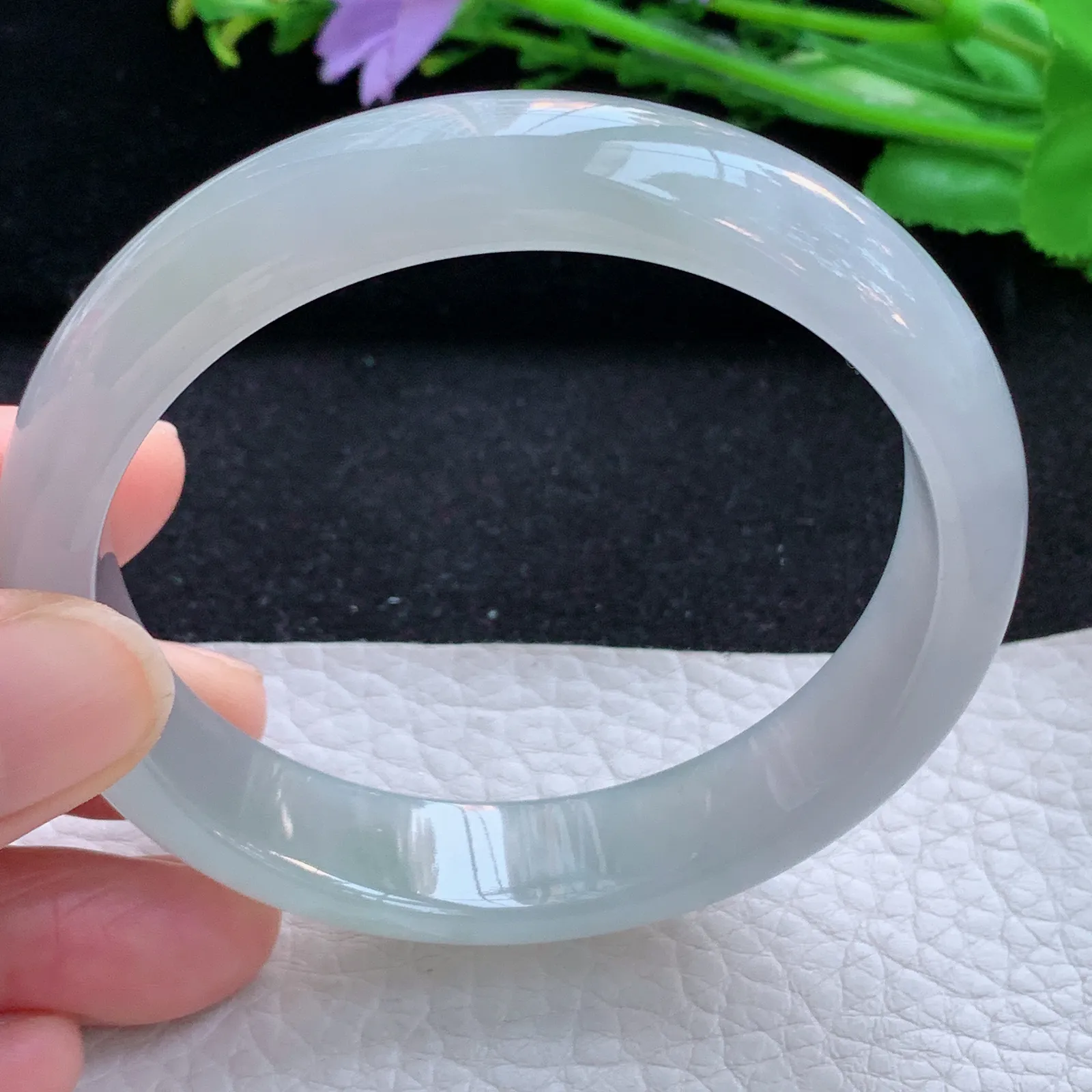 xc自然光58.6*13.6*7.3平安镯 缅甸翡翠a货玉手镯冰透宽边玉手环