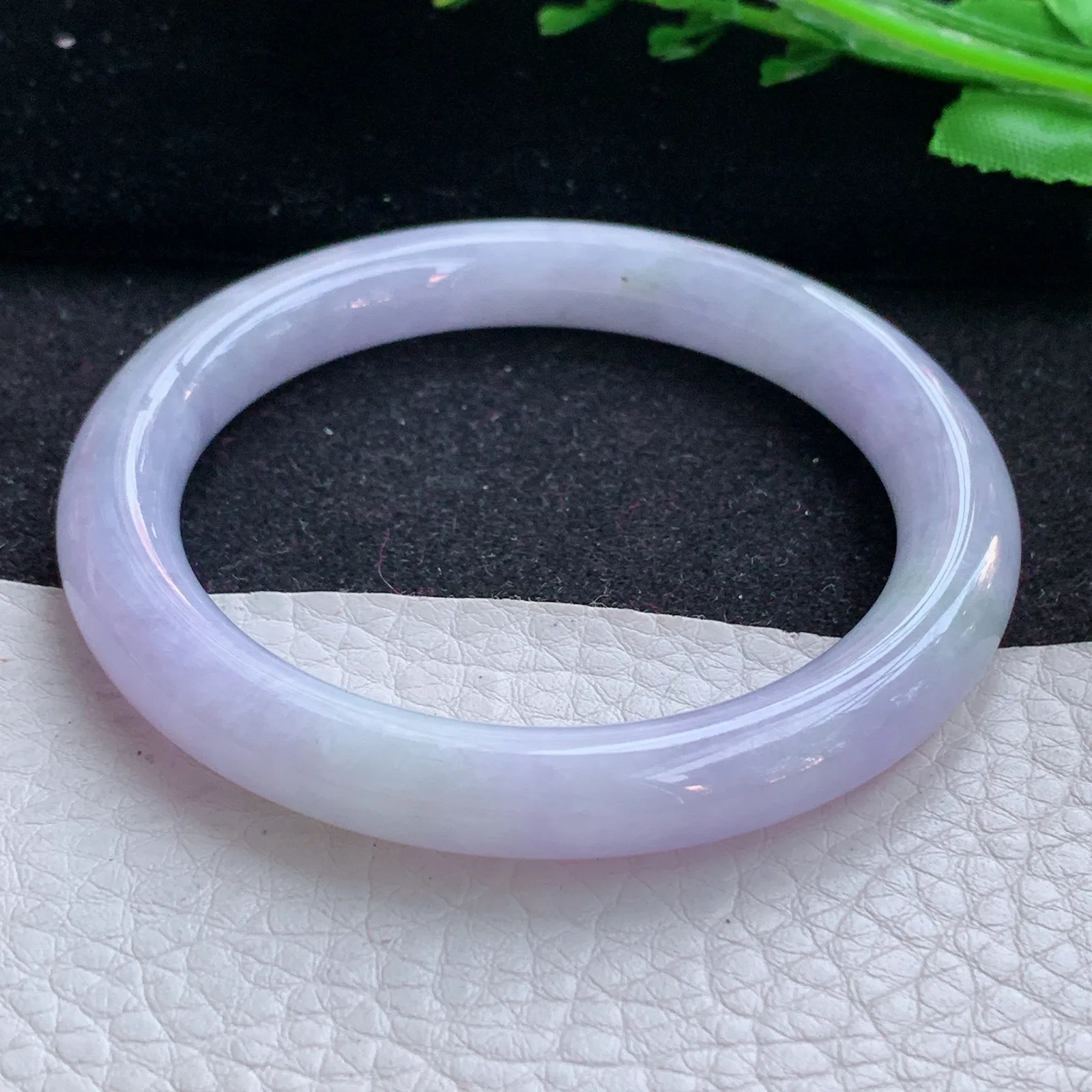 faa自然光53*8.8*8.6叮当镯 缅甸翡翠a货玉手镯紫罗兰圆条玉手环 美人镯