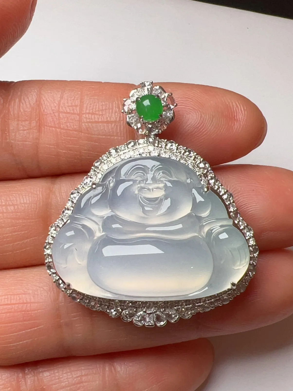 冰种大肚佛整体尺寸40.5*35.7*13.1  裸石尺寸31.1*23*5